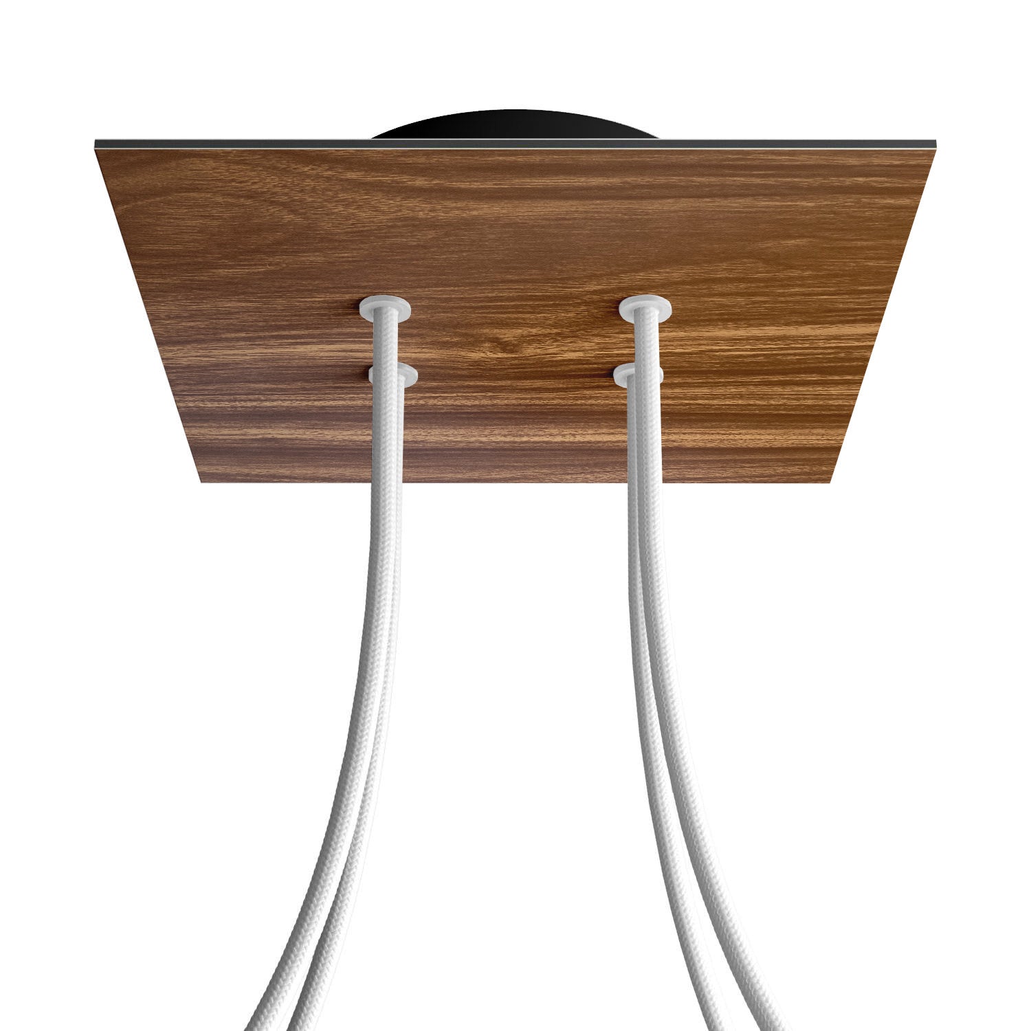 Rosone Rose-One quadrato, 200 mm con 4 fori e 4 fori laterali - Legno Nero