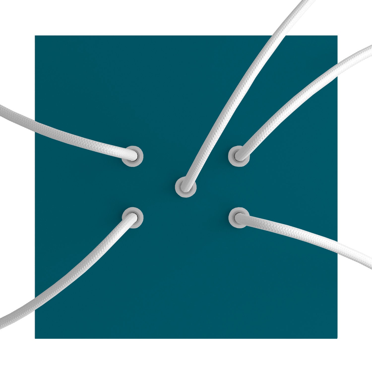 Rosone Rose-One quadrato, 200 mm con 5 fori e 4 fori laterali - Petrolio Bianco