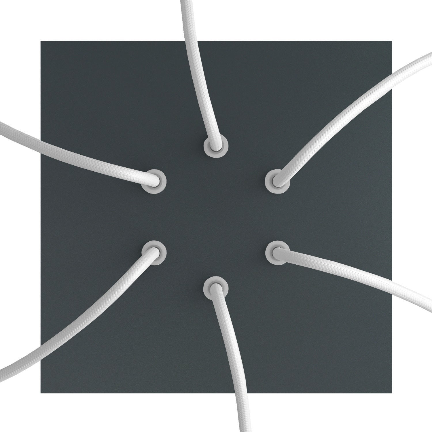 Rosone Rose - One quadrato, 200 mm con 6 fori e 4 fori laterali - Antracite - Creative Cables