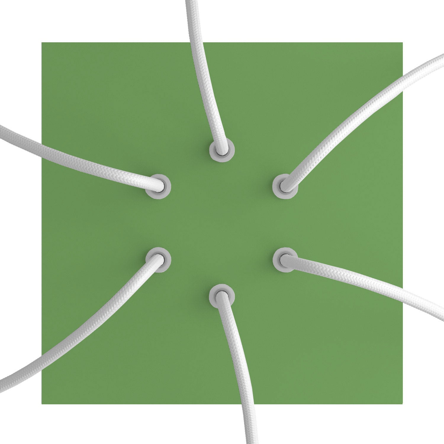 Rosone Rose - One quadrato, 200 mm con 6 fori e 4 fori laterali - Verde prato - Creative Cables