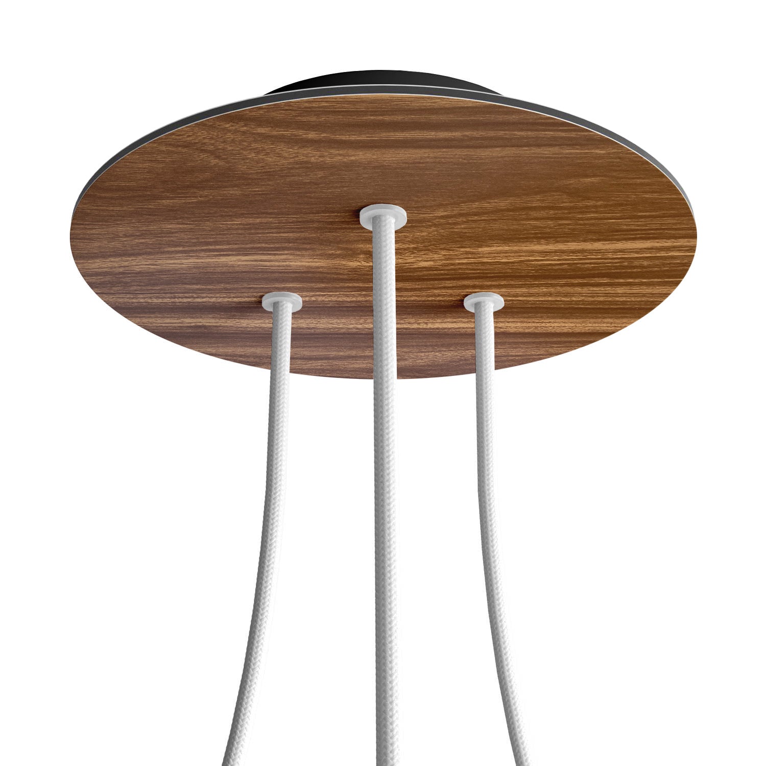 Rosone Rose-One rotondo, diametro 200 mm con 3 fori e 4 fori laterali - Legno Nero