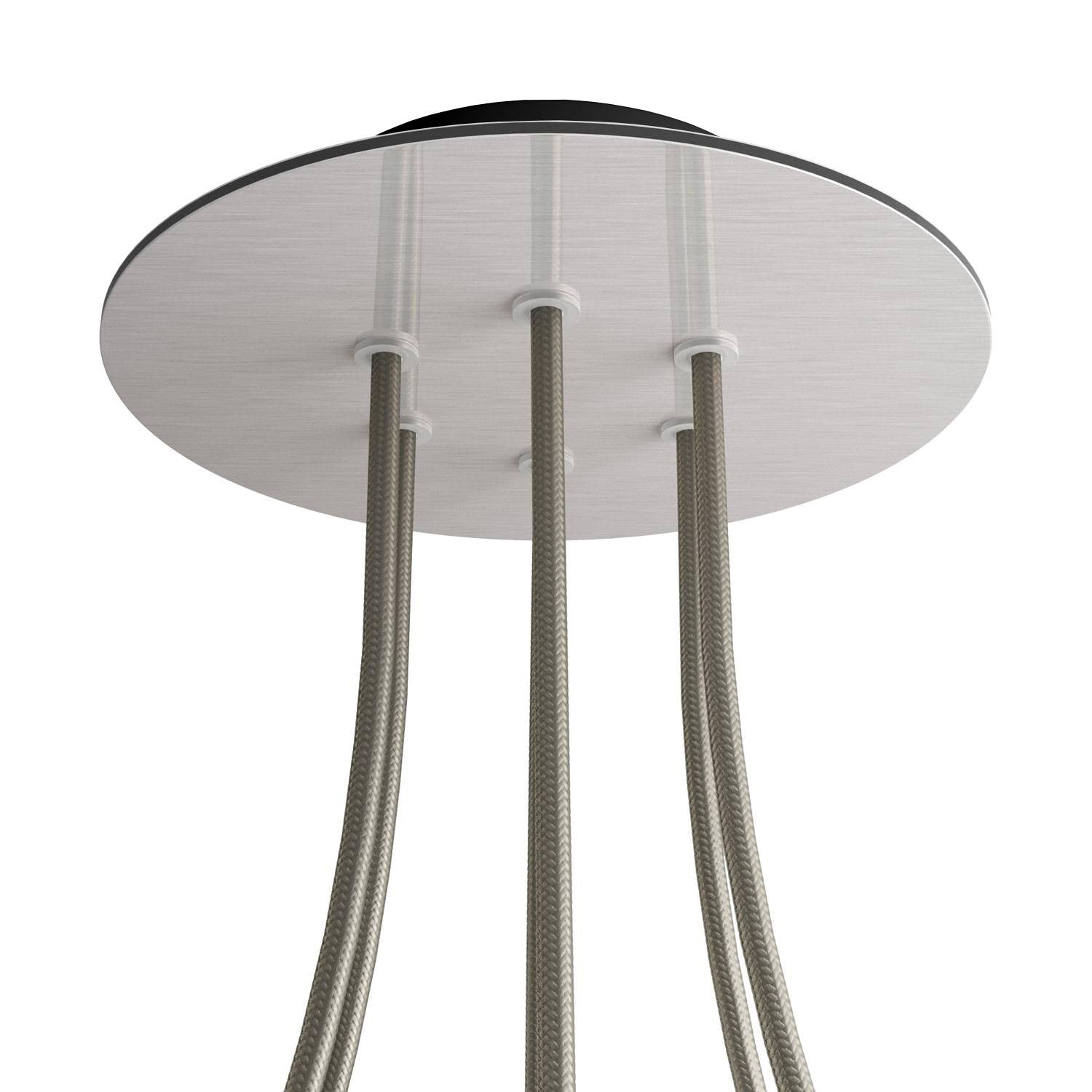 Rosone Rose-One rotondo, diametro 200 mm con 6 fori e 4 fori laterali - Dibond Acciaio satinato Nero