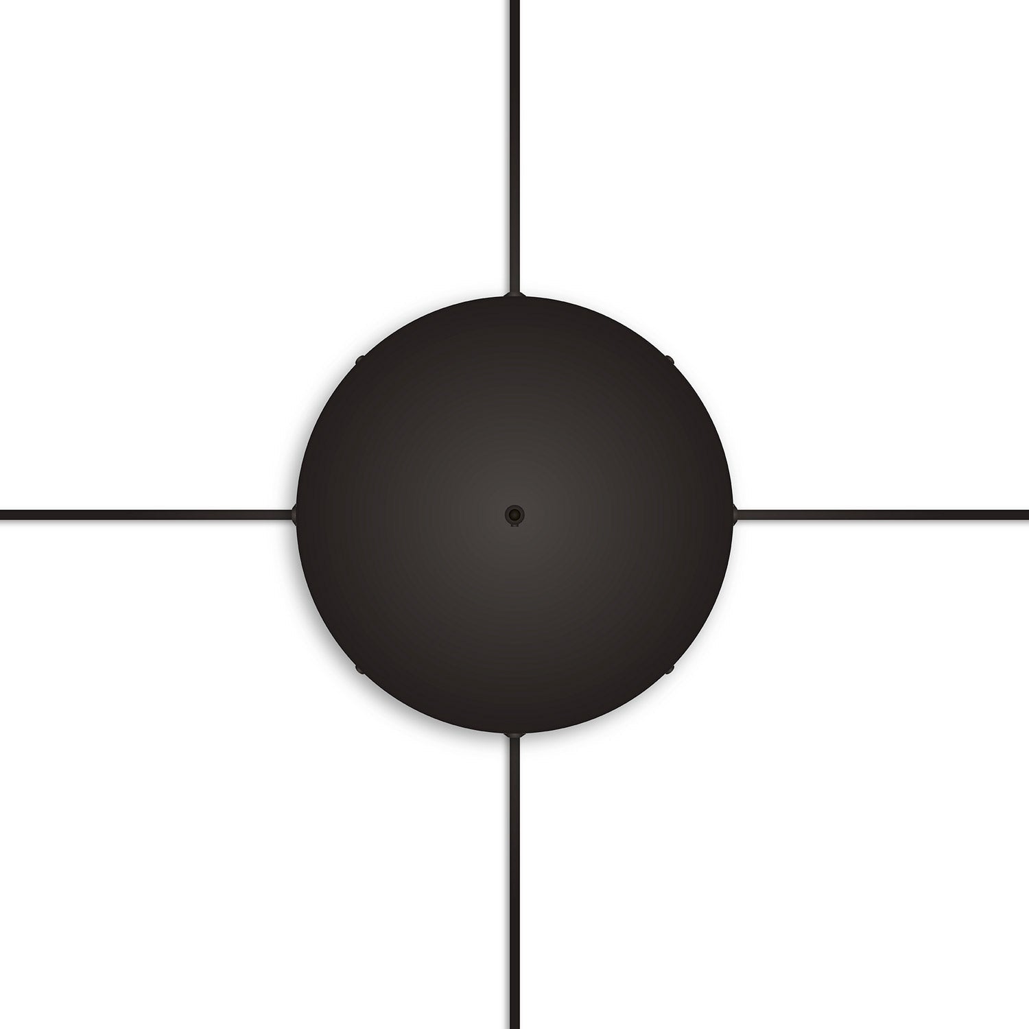 Rosone rotondo in alluminio Ø 30 cm con staffa e cavo di messa a terra, con 1 foro centrale - Nero 4