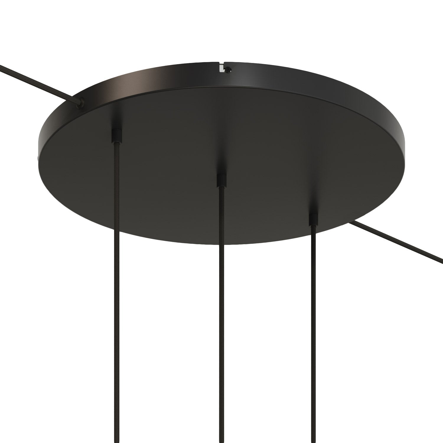 Rosone rotondo in alluminio Ø 50 cm con staffa e cavo di messa a terra, con 3 fori in linea frontali - Nero 2