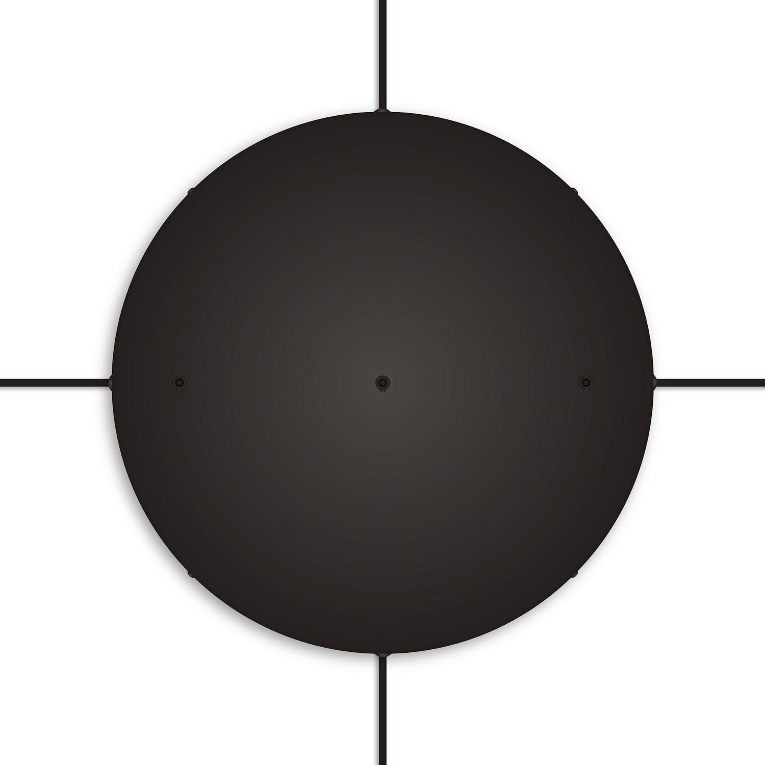 Rosone rotondo in alluminio Ø 50 cm con staffa e cavo di messa a terra, con 3 fori in linea frontali - Nero 4