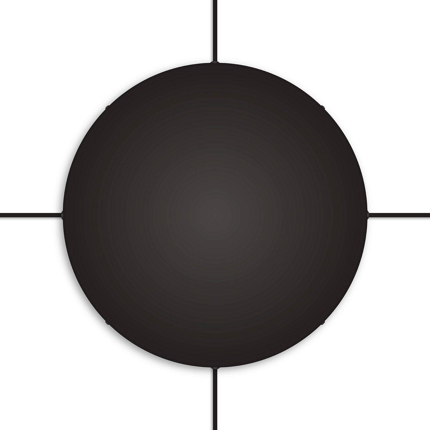 Rosone rotondo in alluminio Ø 50 cm con staffa e cavo di messa a terra, con 4 fori laterali - Nero