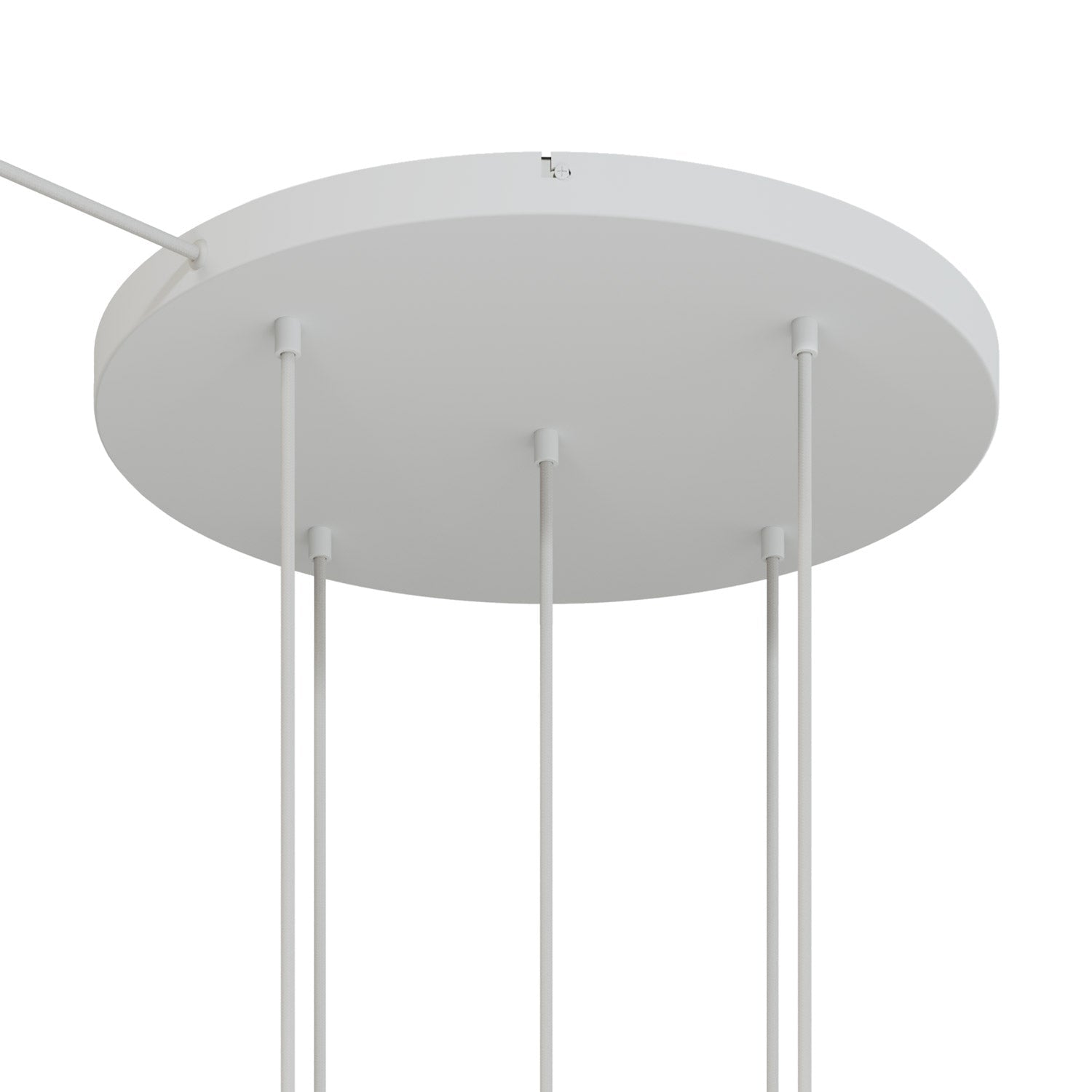 Rosone rotondo in alluminio Ø 50 cm con staffa e cavo di messa a terra, con 5 fori frontali - Bianco Opaco 1