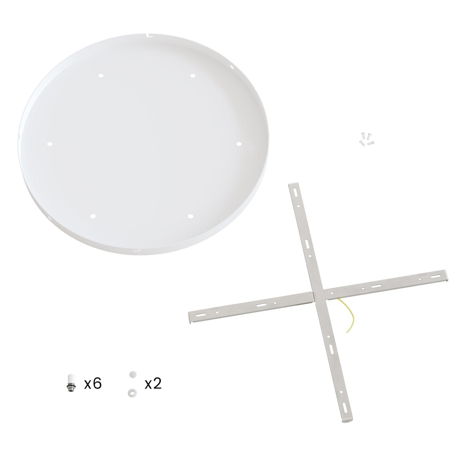 Rosone rotondo in alluminio Ø 50 cm con staffa e cavo di messa a terra, con 6 fori frontali - Bianco Opaco 2