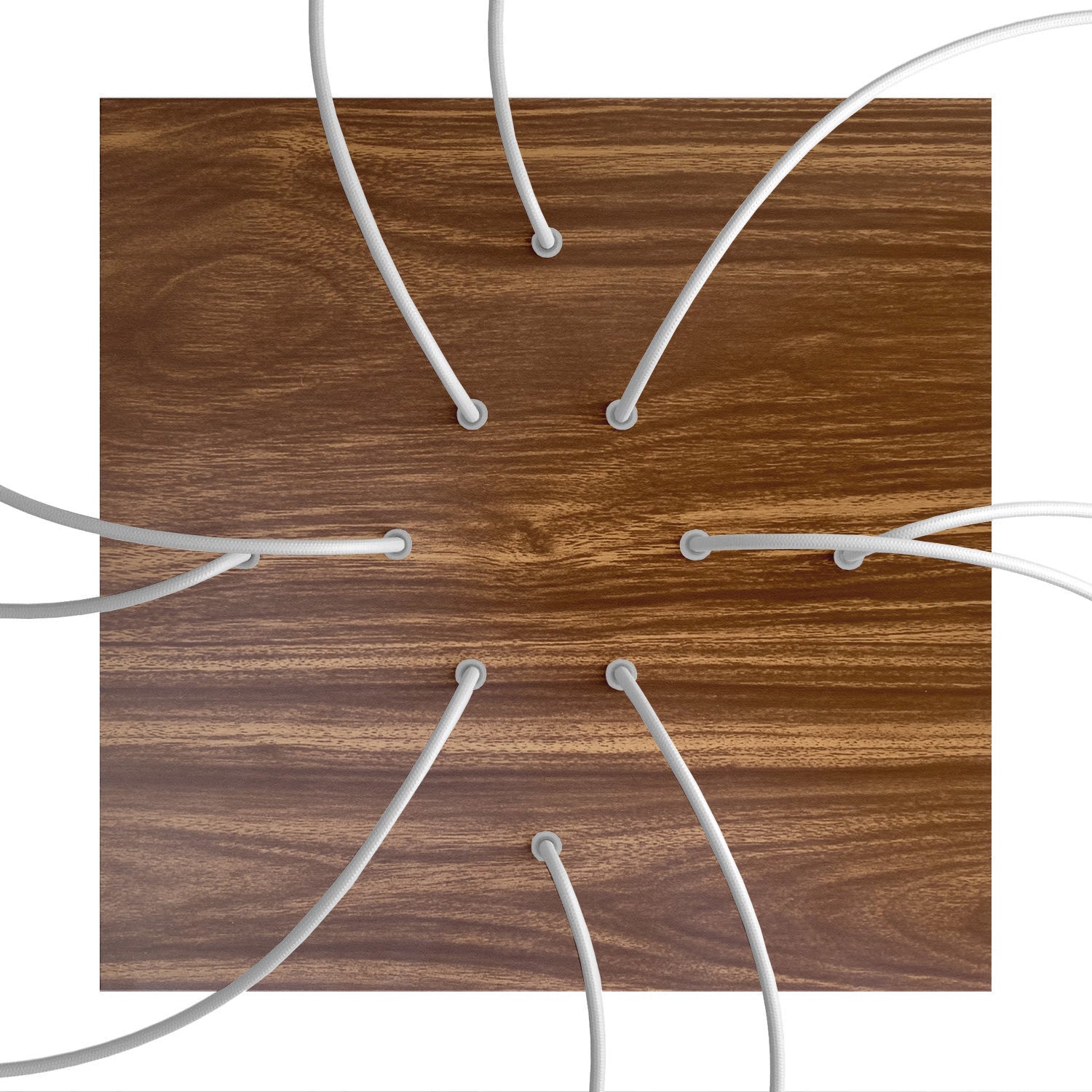 Rosone XXL Rose - One quadrato, 400 mm con 10 fori e 4 fori laterali - Legno - Creative Cables