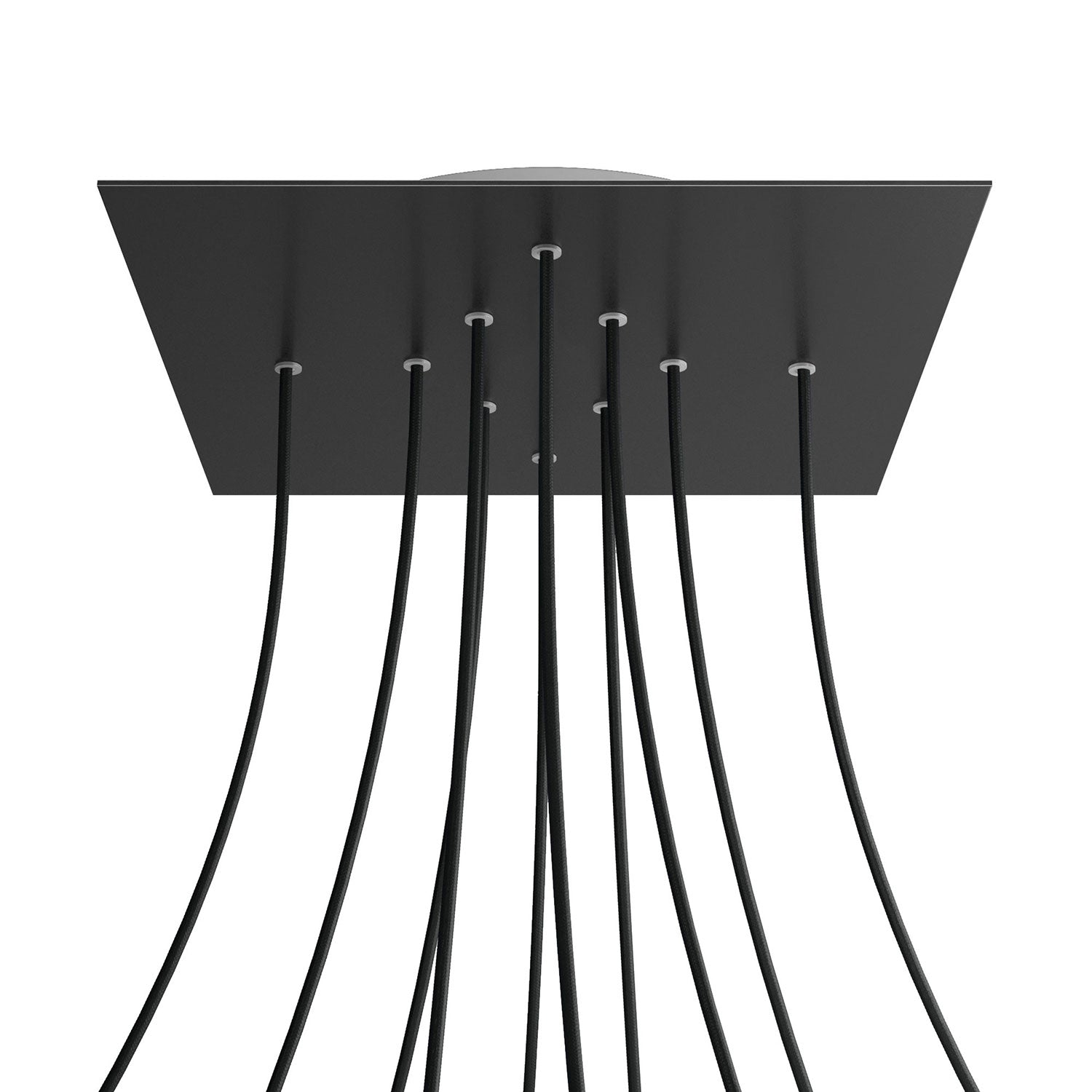 Rosone XXL Rose-One quadrato, 400 mm con 10 fori e 4 fori laterali - Nero opaco Bianco