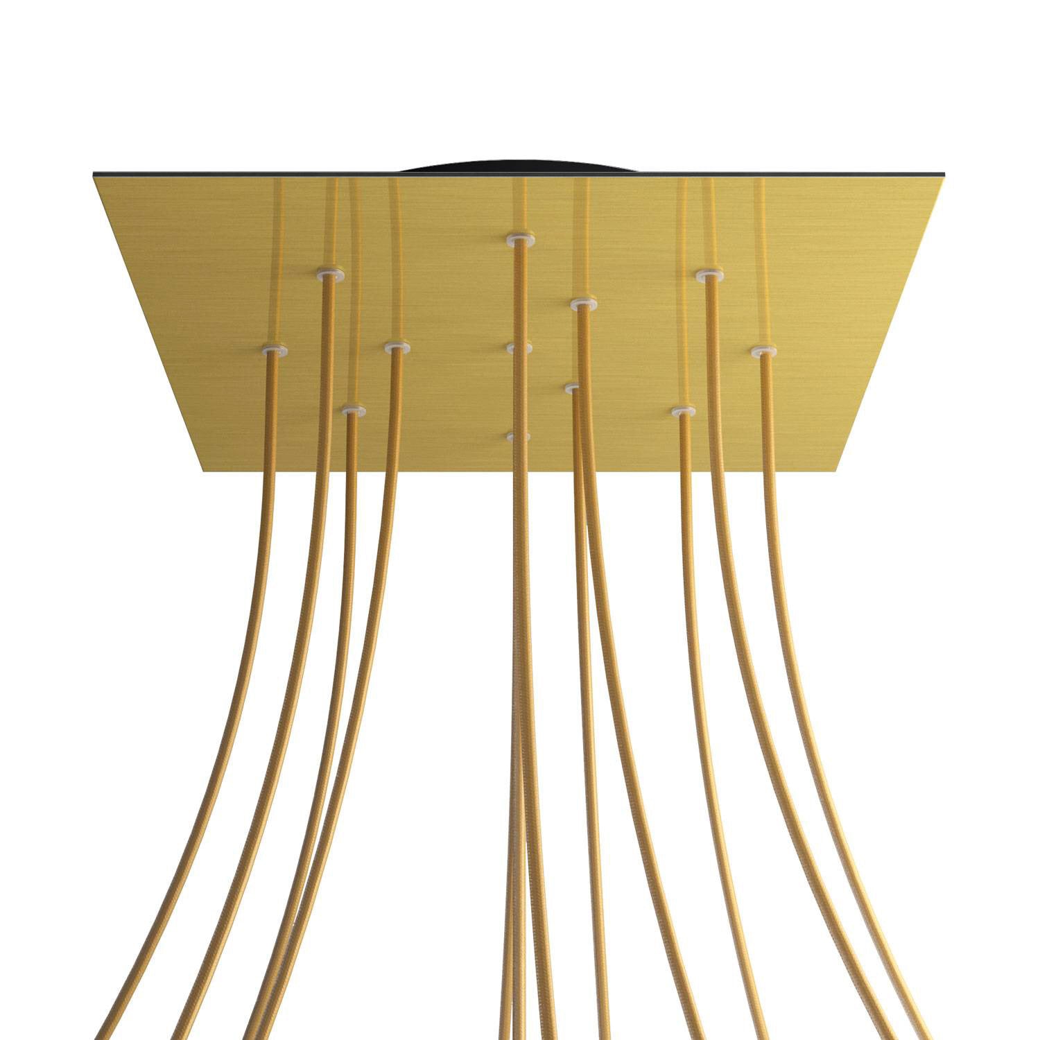 Rosone XXL Rose-One quadrato, 400 mm con 12 fori e 4 fori laterali - Dibond Ottone satinato Nero