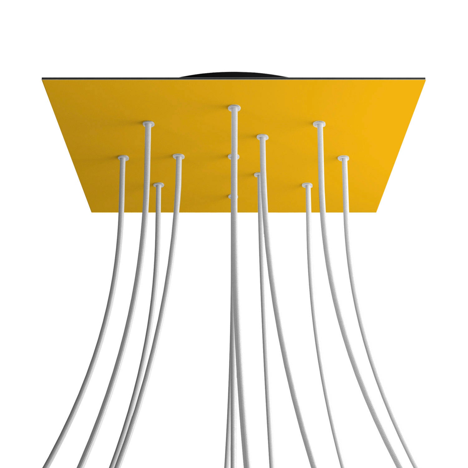 Rosone XXL Rose-One quadrato, 400 mm con 12 fori e 4 fori laterali - Mostarda Nero