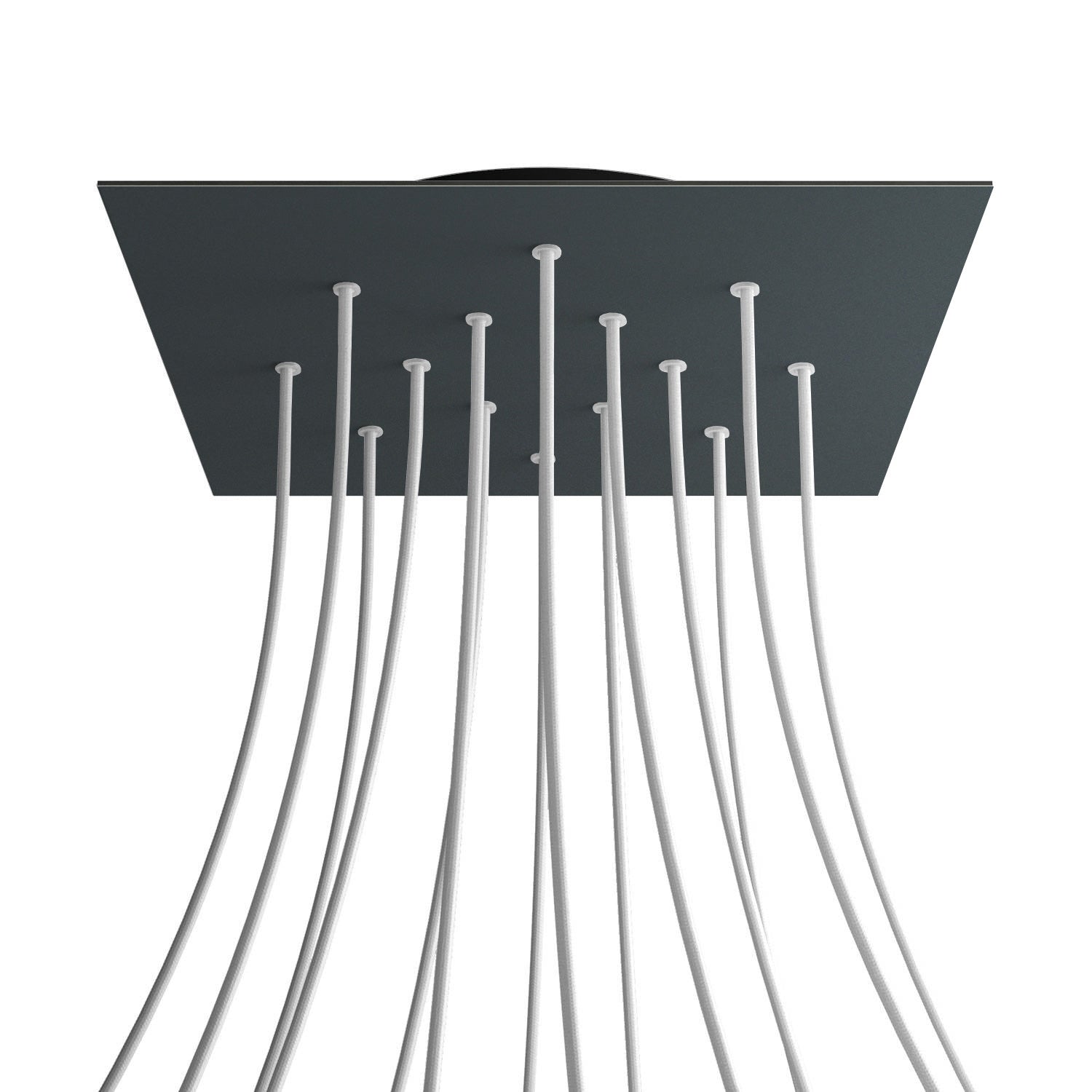 Rosone XXL Rose-One quadrato, 400 mm con 14 fori e 4 fori laterali - Antracite Nero