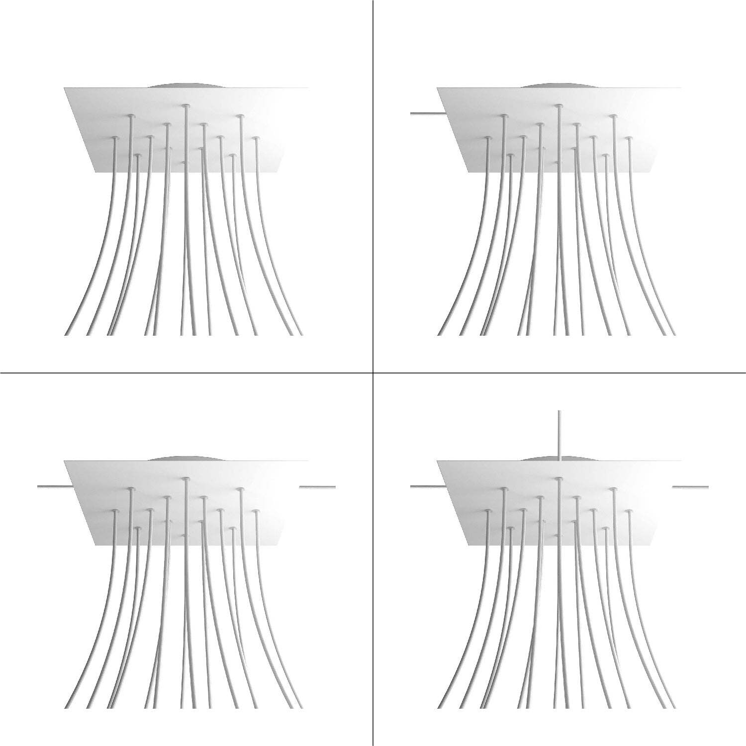Rosone XXL Rose-One quadrato, 400 mm con 14 fori e 4 fori laterali - Cemento Bianco