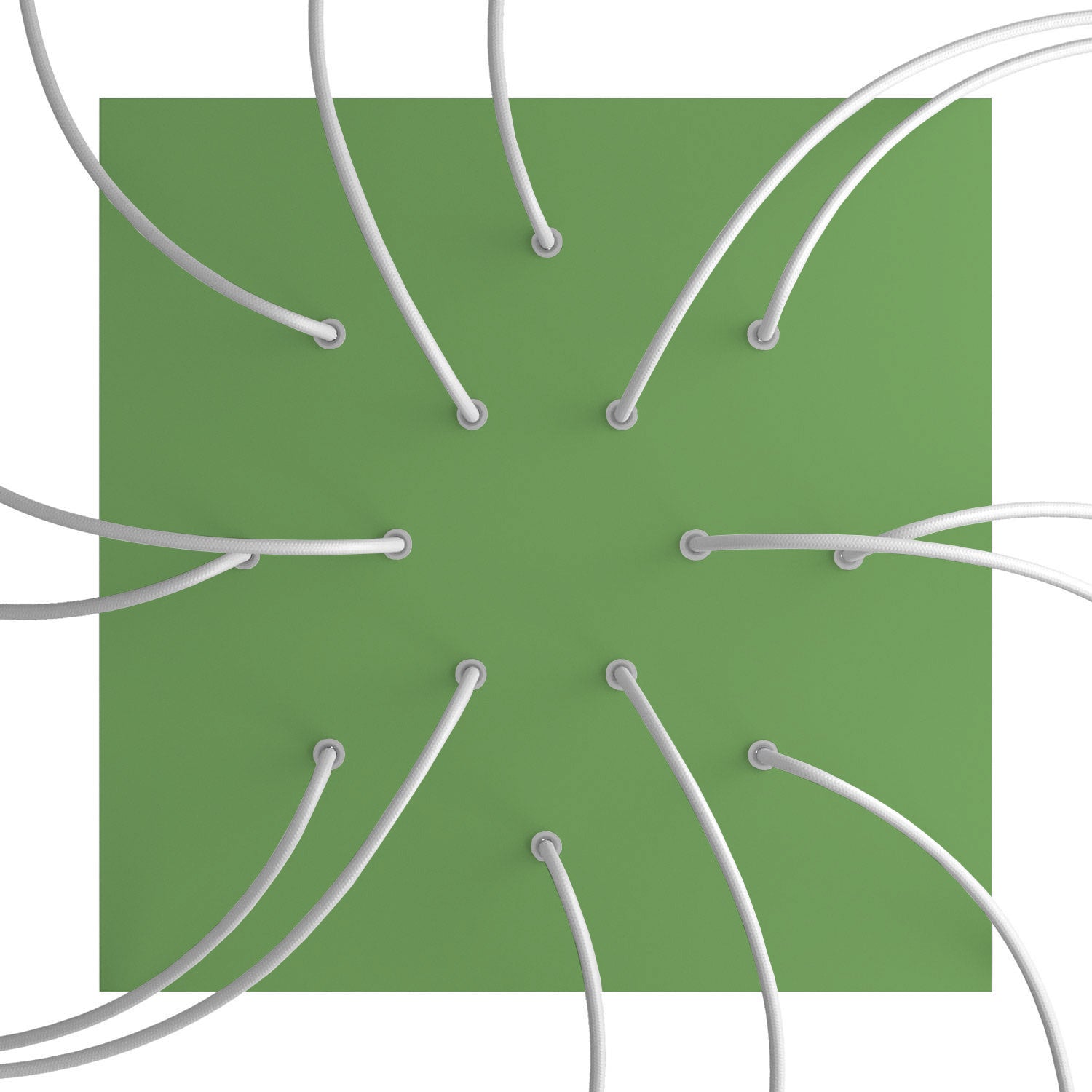 Rosone XXL Rose - One quadrato, 400 mm con 14 fori e 4 fori laterali - Verde prato - Creative Cables