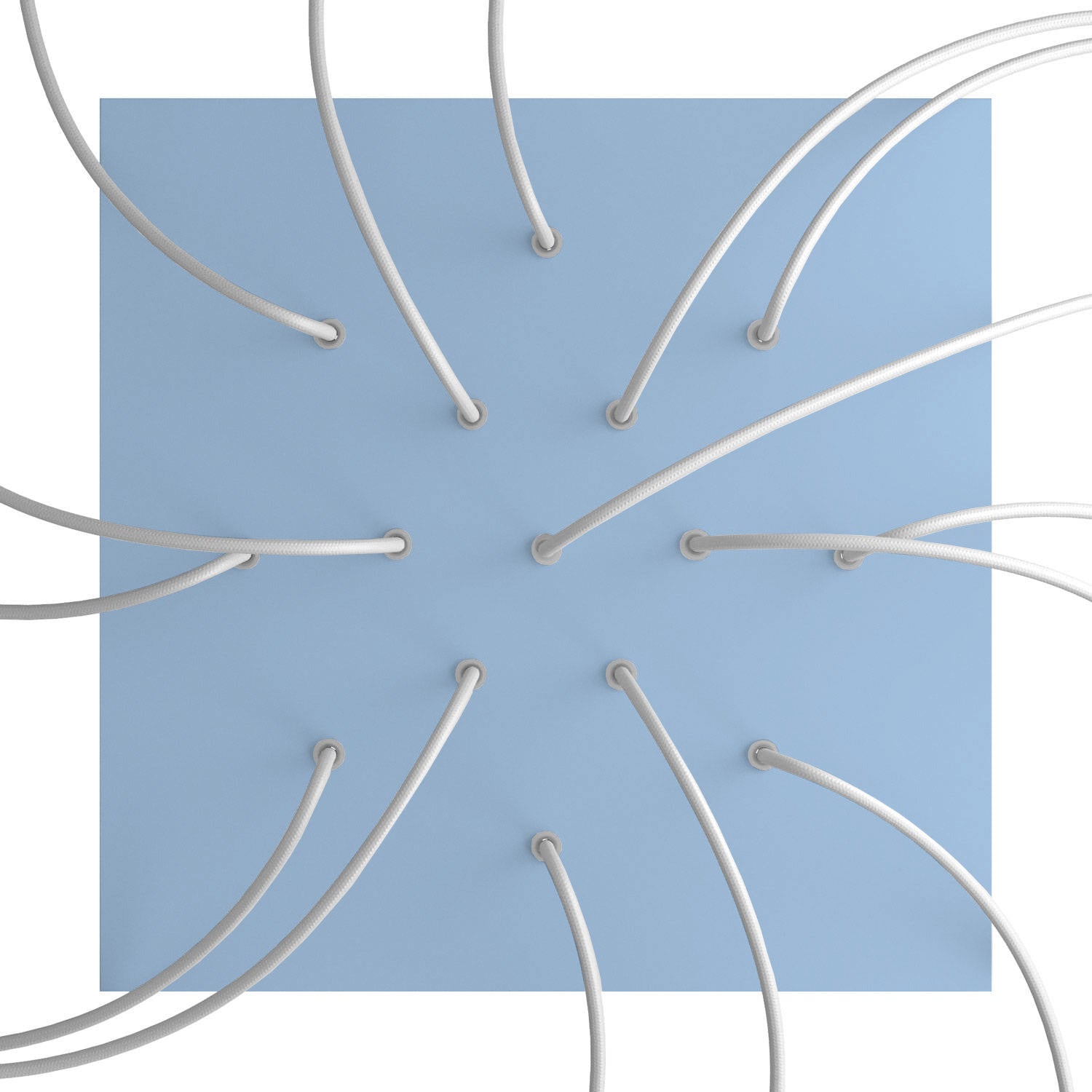 Rosone XXL Rose - One quadrato, 400 mm con 15 fori e 4 fori laterali - Blu carta da zucchero - Creative Cables