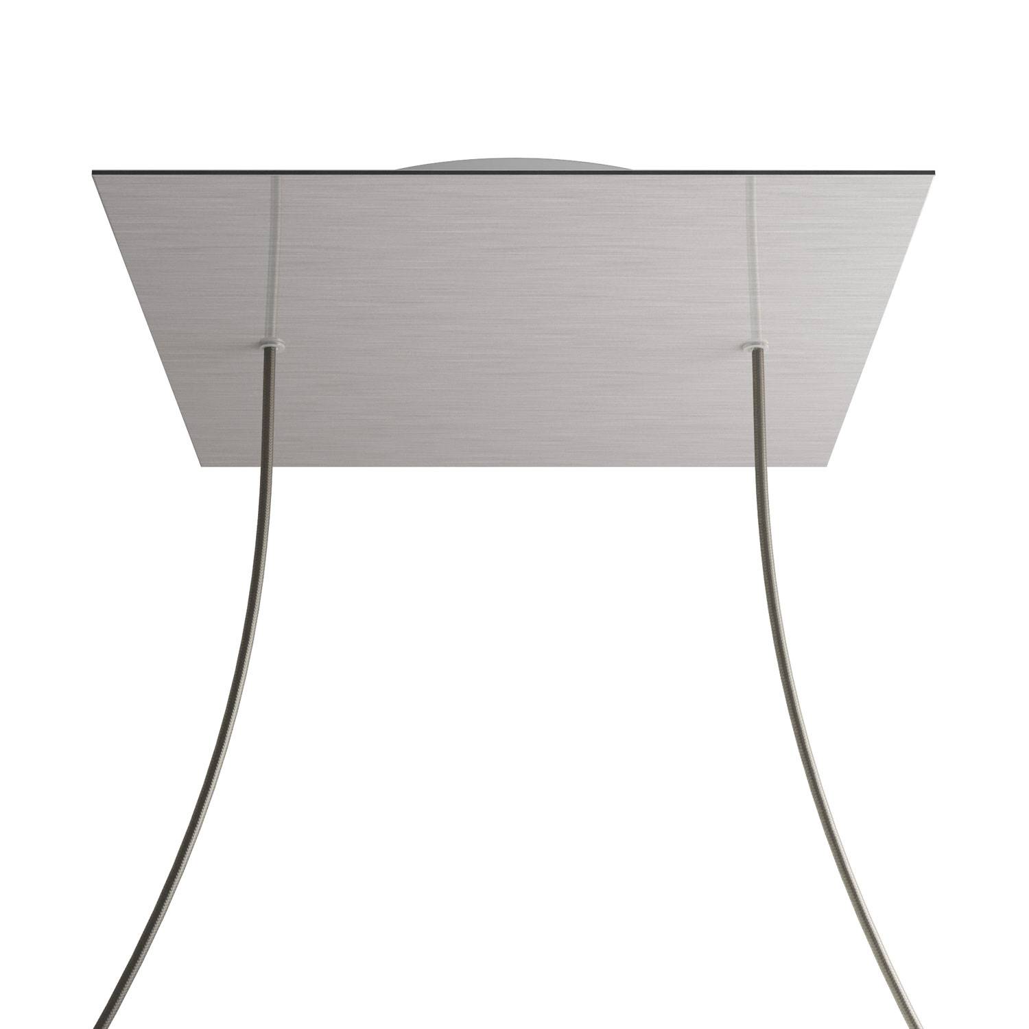 Rosone XXL Rose-One quadrato, 400 mm con 2 fori e 4 fori laterali - Dibond Acciaio satinato Bianco