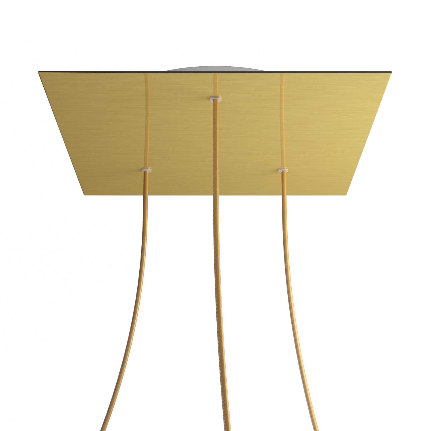 Rosone XXL Rose-One quadrato, 400 mm con 3 fori e 4 fori laterali - Dibond Ottone satinato Bianco