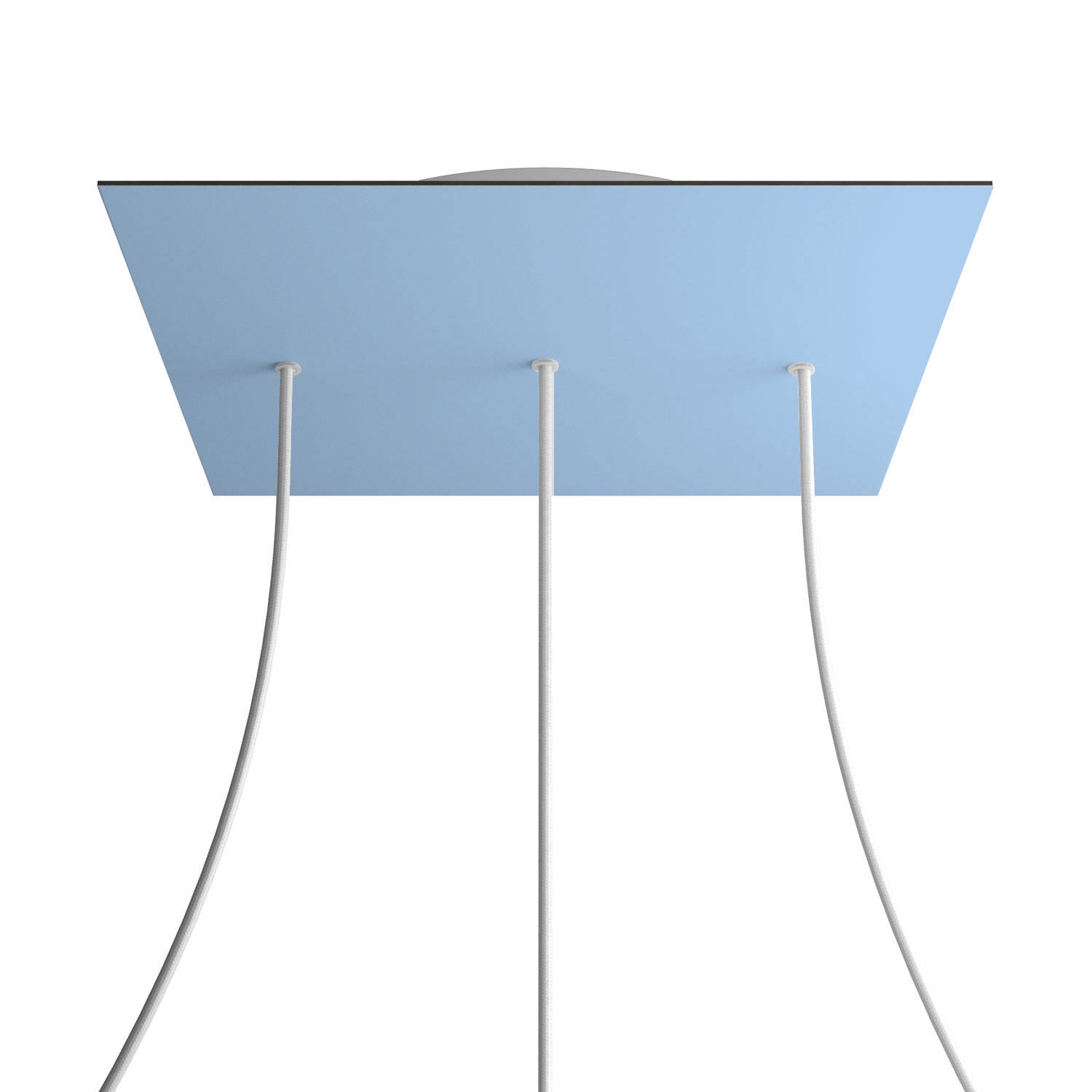 Rosone XXL Rose - One quadrato, 400 mm con 3 fori in linea e 4 fori laterali - Blu carta da zucchero - Creative Cables