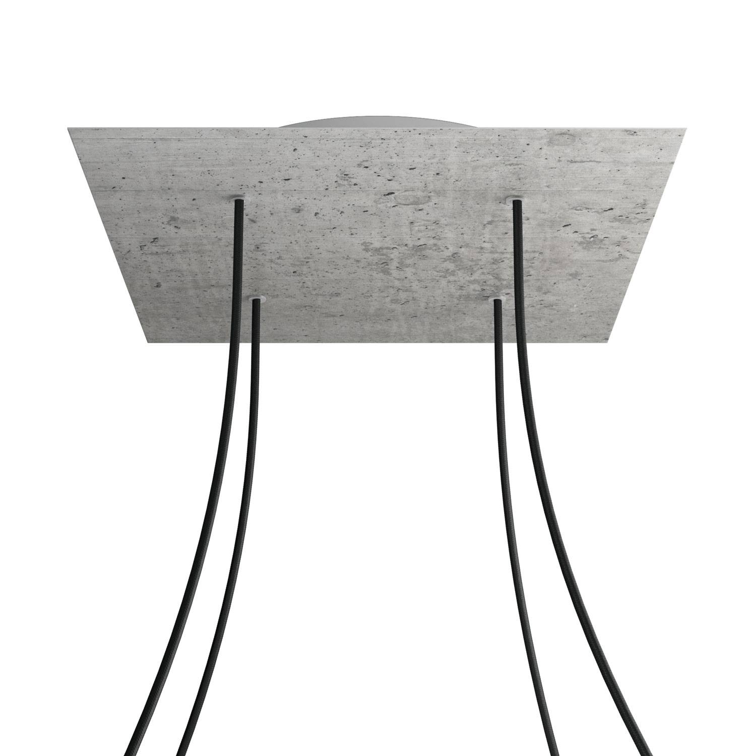 Rosone XXL Rose-One quadrato, 400 mm con 4 fori e 4 fori laterali - Cemento Bianco