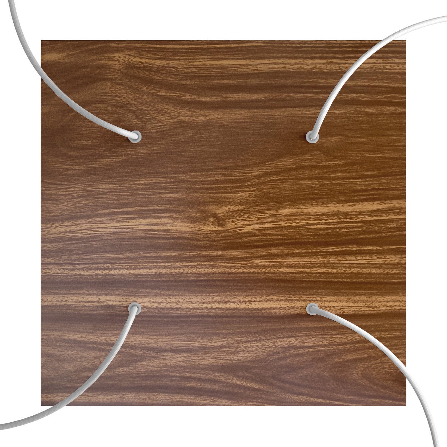 Rosone XXL Rose - One quadrato, 400 mm con 4 fori e 4 fori laterali - Legno - Creative Cables