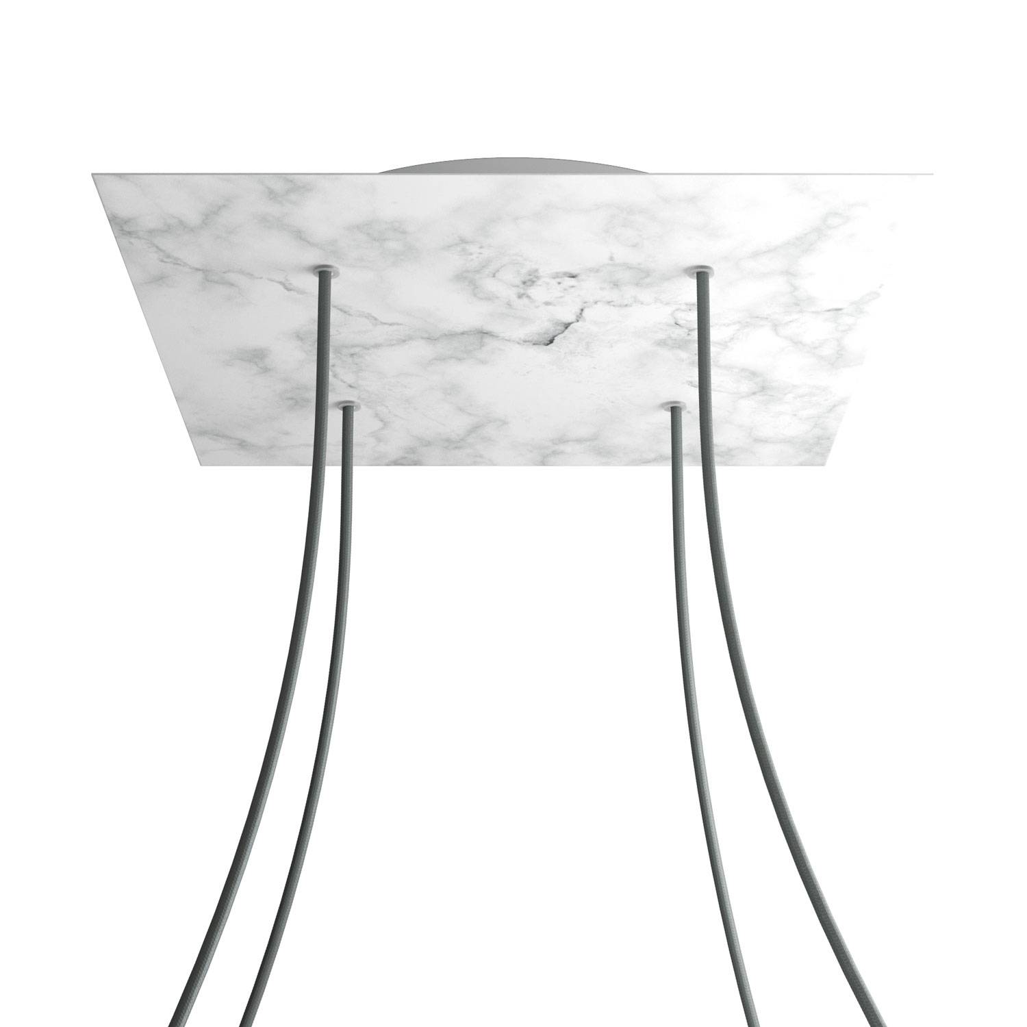 Rosone XXL Rose-One quadrato, 400 mm con 4 fori e 4 fori laterali - Marmo Carrara Bianco