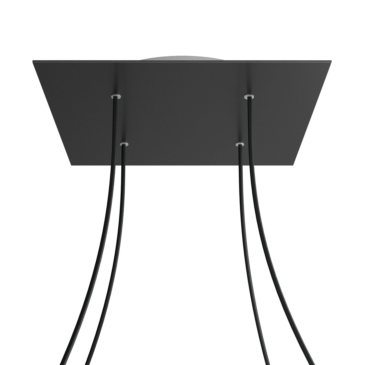 Rosone XXL Rose - One quadrato, 400 mm con 4 fori e 4 fori laterali - Nero opaco - Creative Cables