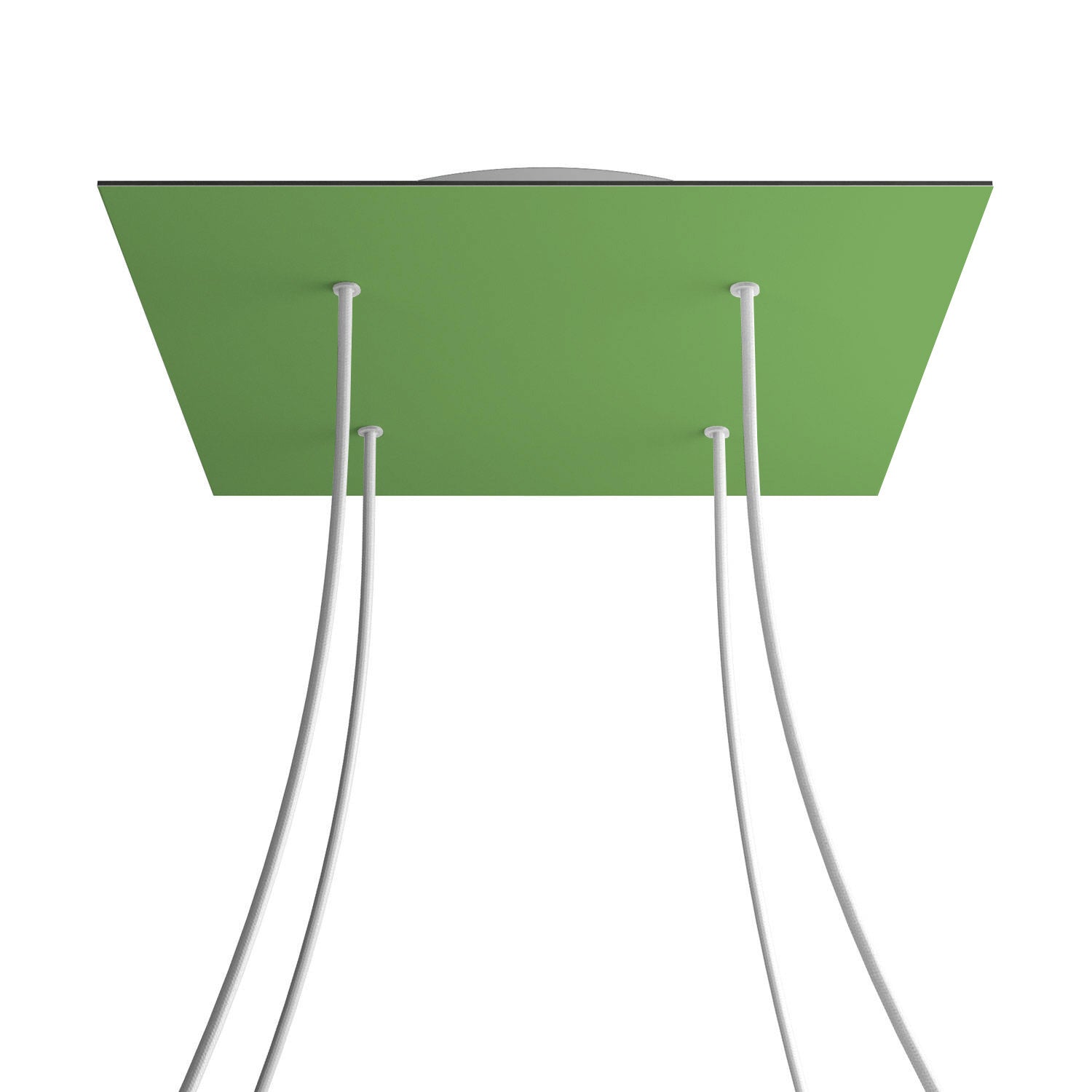 Rosone XXL Rose - One quadrato, 400 mm con 4 fori e 4 fori laterali - Verde prato - Creative Cables