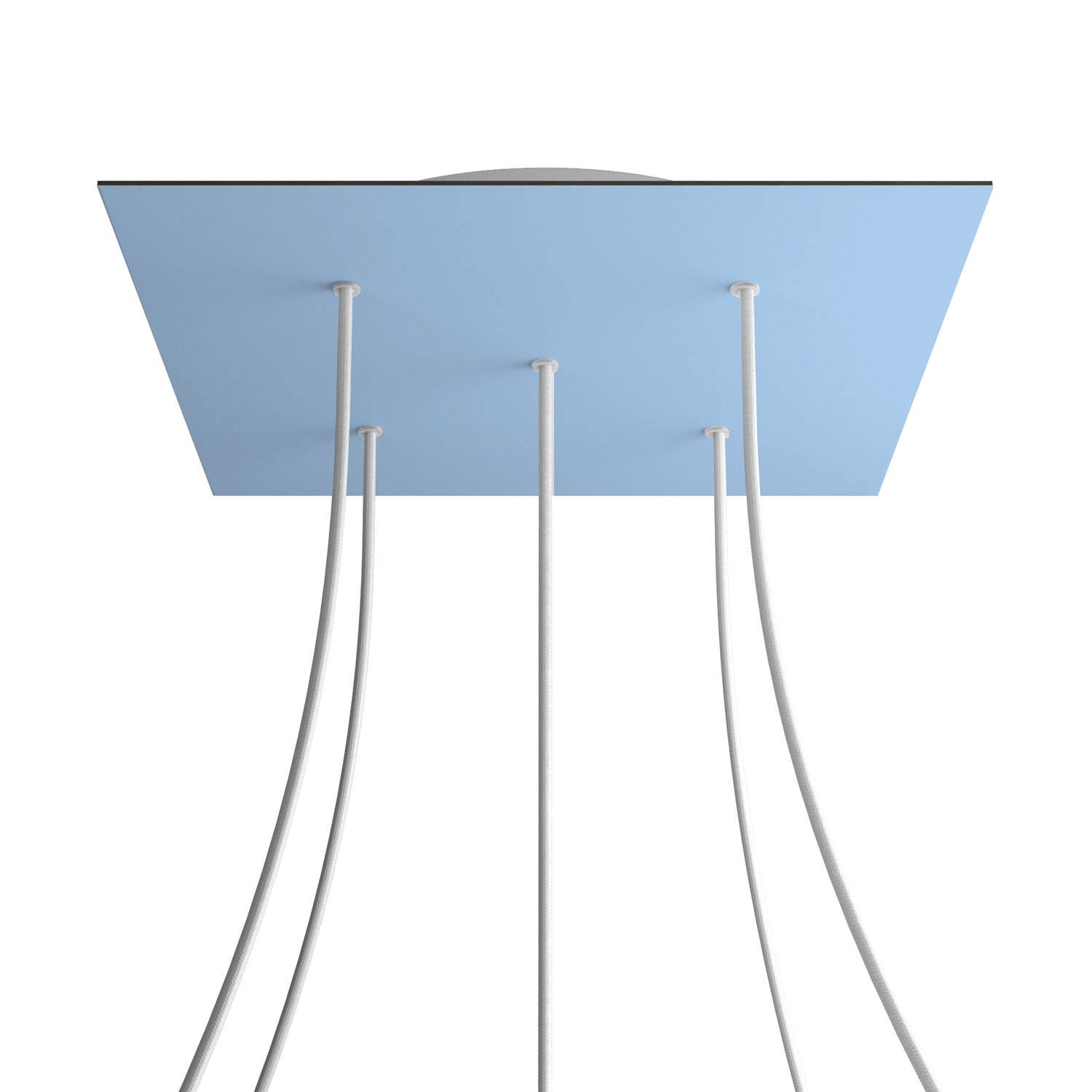 Rosone XXL Rose - One quadrato, 400 mm con 5 fori e 4 fori laterali - Blu carta da zucchero - Creative Cables