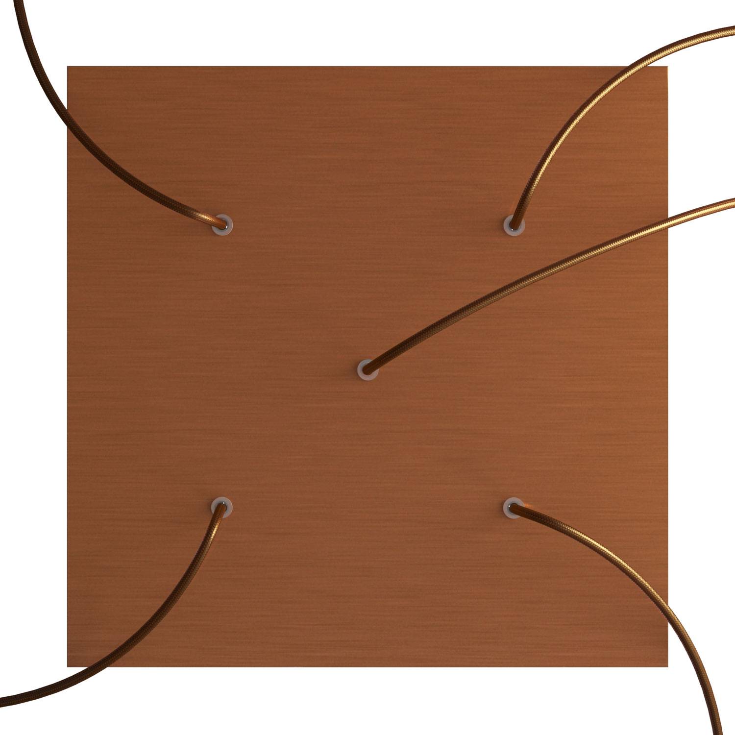 Rosone XXL Rose-One quadrato, 400 mm con 5 fori e 4 fori laterali - Dibond Rame satinato Bianco