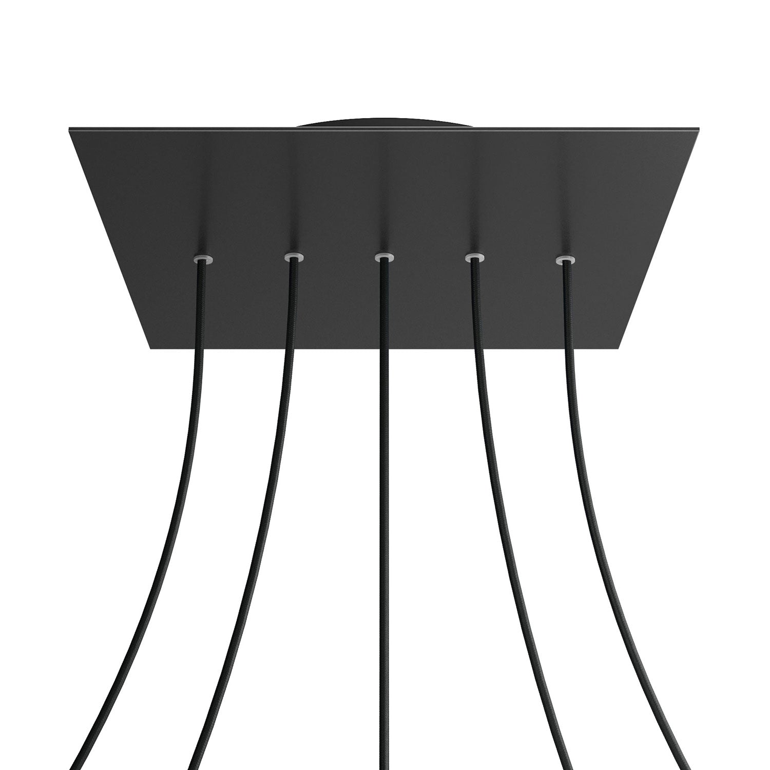 Rosone XXL Rose-One quadrato, 400 mm con 5 fori in linea e 4 fori laterali - Nero opaco Nero