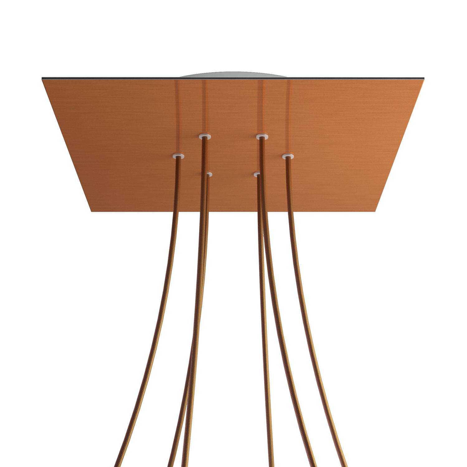 Rosone XXL Rose - One quadrato, 400 mm con 6 fori e 4 fori laterali - Dibond Rame satinato - Creative Cables