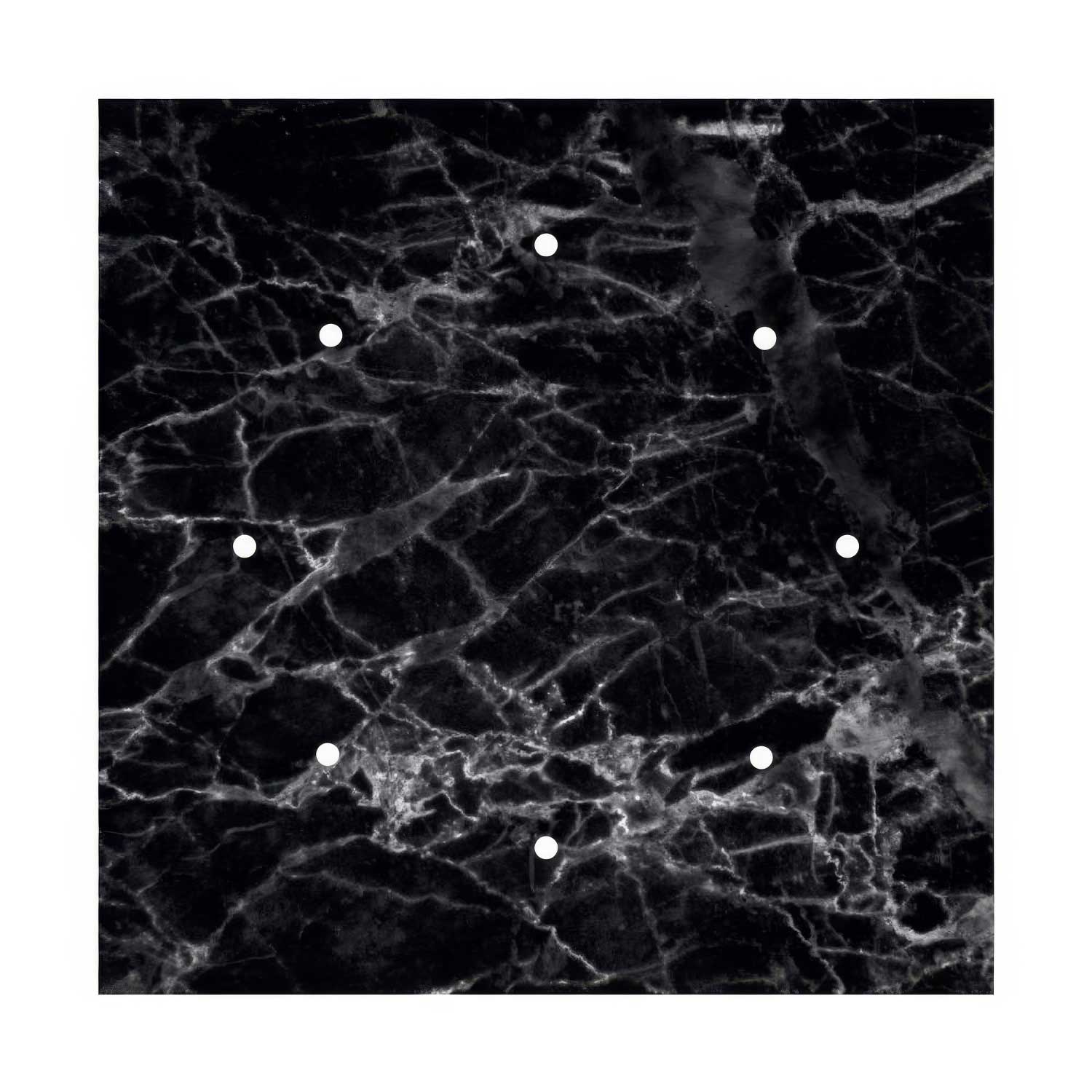 Rosone XXL Rose-One quadrato, 400 mm con 8 fori e 4 fori laterali - Marmo Marquina Bianco