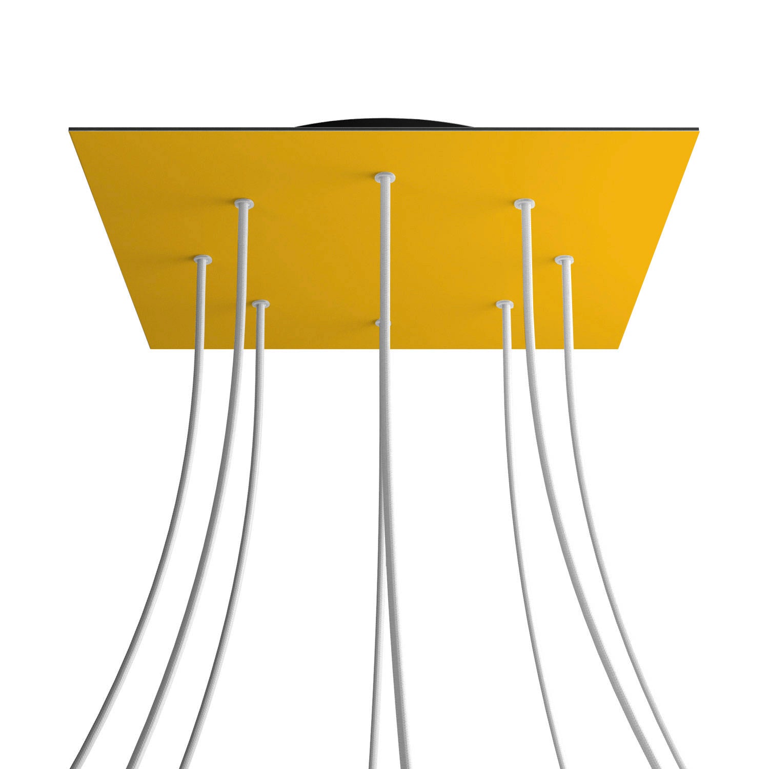 Rosone XXL Rose-One quadrato, 400 mm con 8 fori e 4 fori laterali - Mostarda Nero