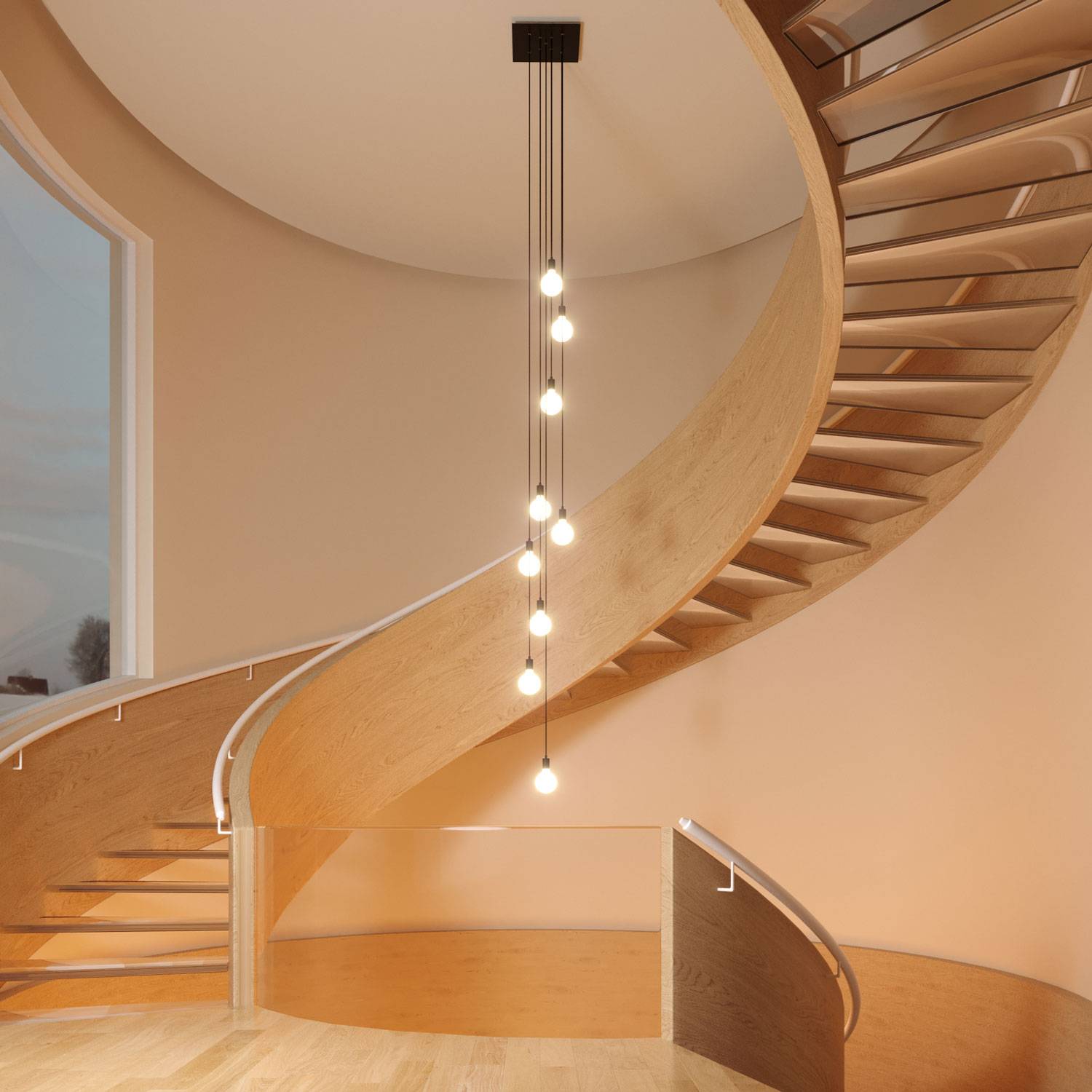 Rosone XXL Rose-One quadrato, 400 mm con 9 fori a X e 4 fori laterali - Nero opaco Bianco