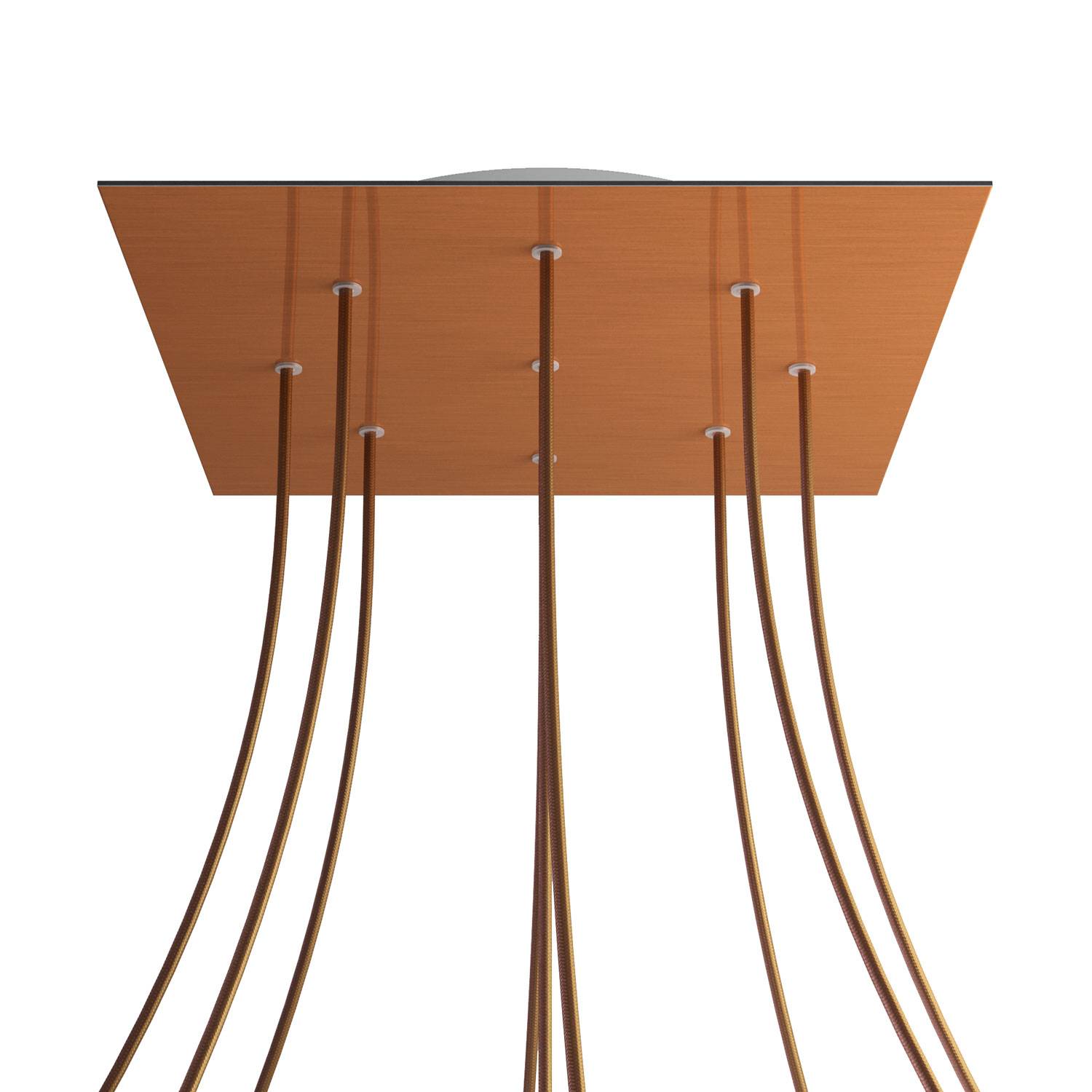 Rosone XXL Rose-One quadrato, 400 mm con 9 fori e 4 fori laterali - Dibond Rame satinato Bianco