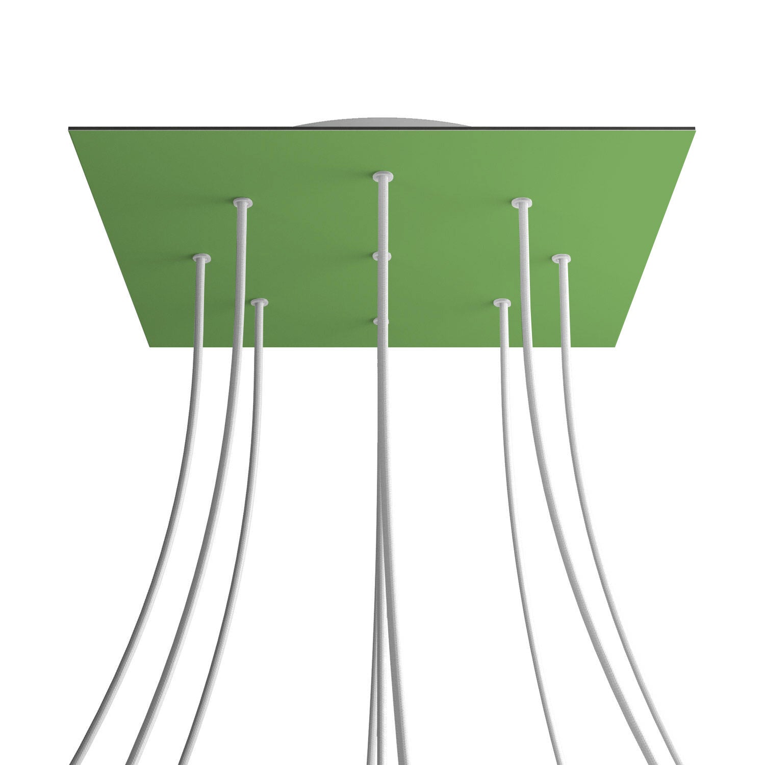 Rosone XXL Rose - One quadrato, 400 mm con 9 fori e 4 fori laterali - Verde prato - Creative Cables