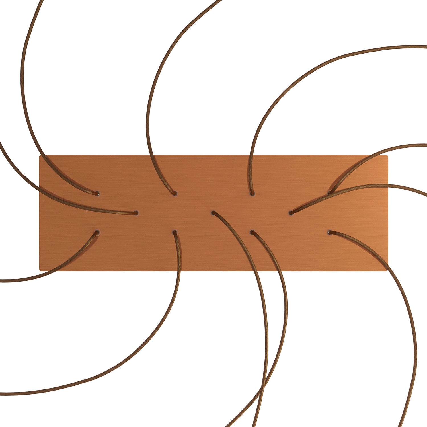 Rosone XXL Rose - One rettangolare a 11 fori e 6 fori laterali, dimensioni 675 x 225 mm - Dibond Rame satinato - Creative Cables