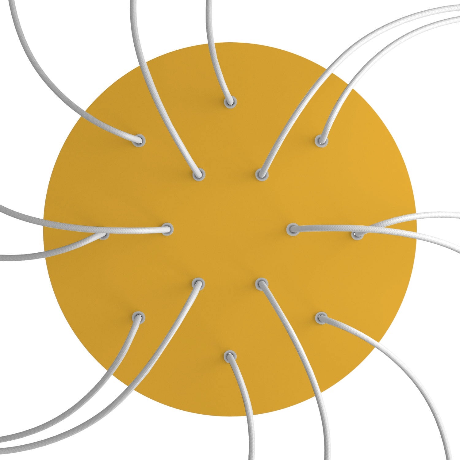 Rosone XXL Rose-One rotondo, diametro 400 mm con 14 fori e 4 fori laterali - Mostarda Bianco