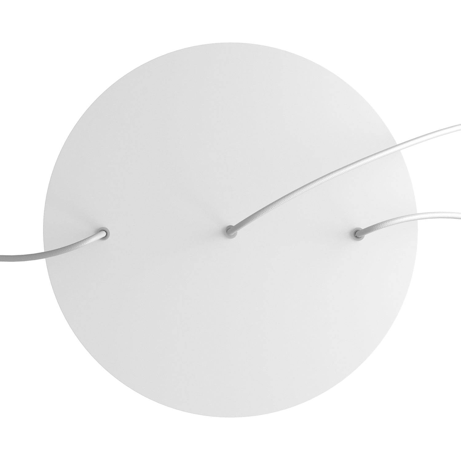 Rosone XXL Rose-One rotondo, diametro 400 mm con 3 fori in linea e 4 fori laterali - Bianco opaco Bianco