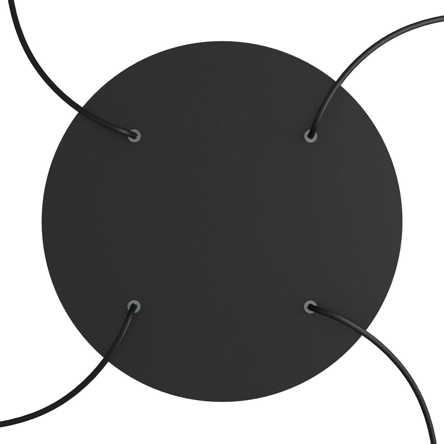 Rosone XXL Rose-One rotondo, diametro 400 mm con 4 fori e 4 fori laterali - Nero opaco Bianco