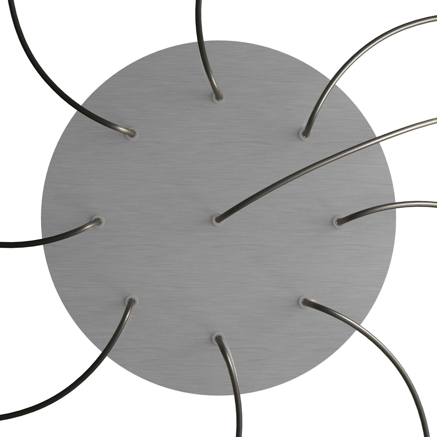 Rosone XXL Rose - One rotondo, diametro 400 mm con 9 fori e 4 fori laterali - Dibond Acciaio satinato - Creative Cables