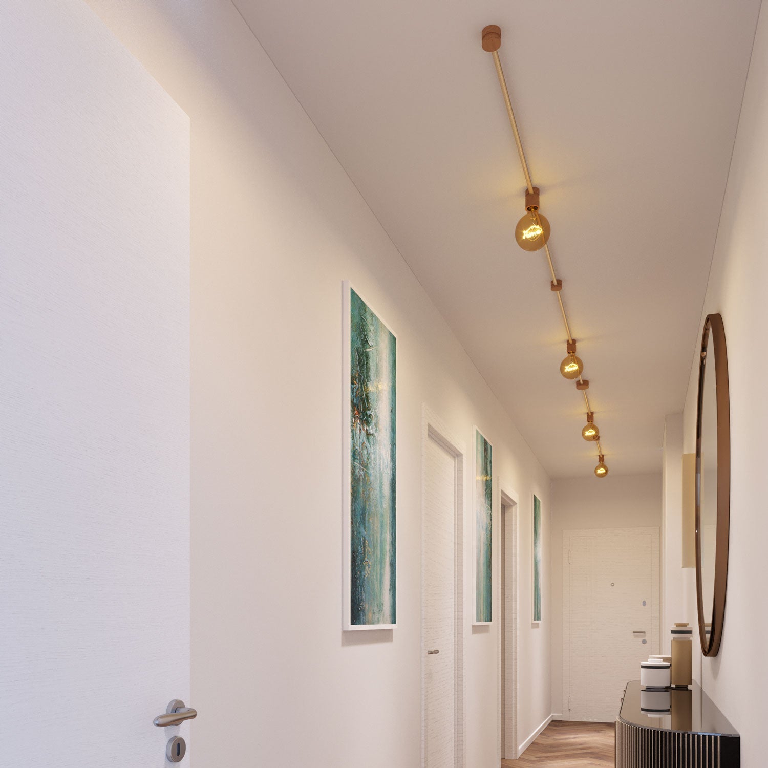 Sistema Filé Symmetric Kit - con cavo CN06 di 5 m per catenaria e 9 componenti in legno per interni