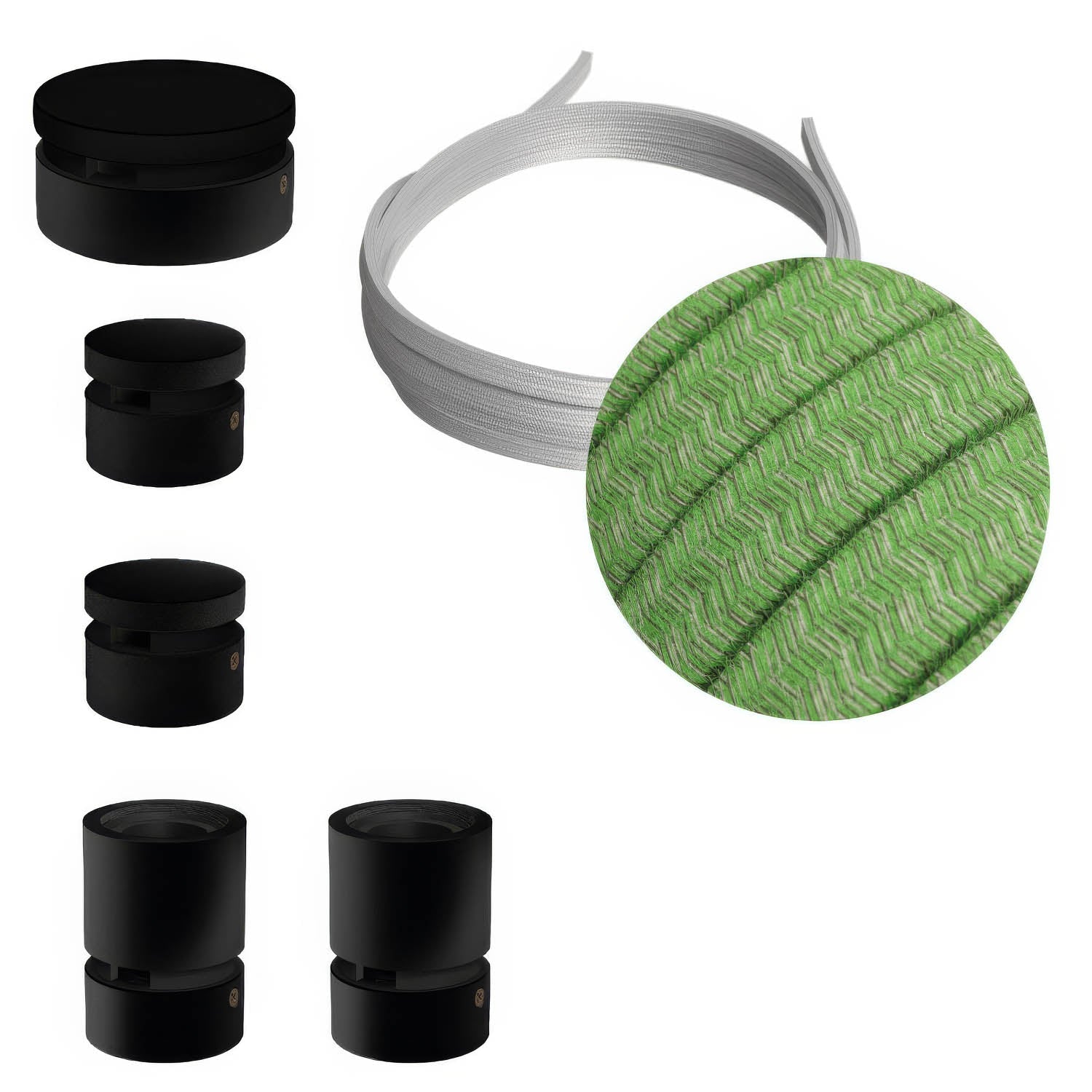 Sistema Filé Wiggle Kit - con cavo CX08 di 3 m per catenaria e 5 componenti in legno verniciato nero per interni