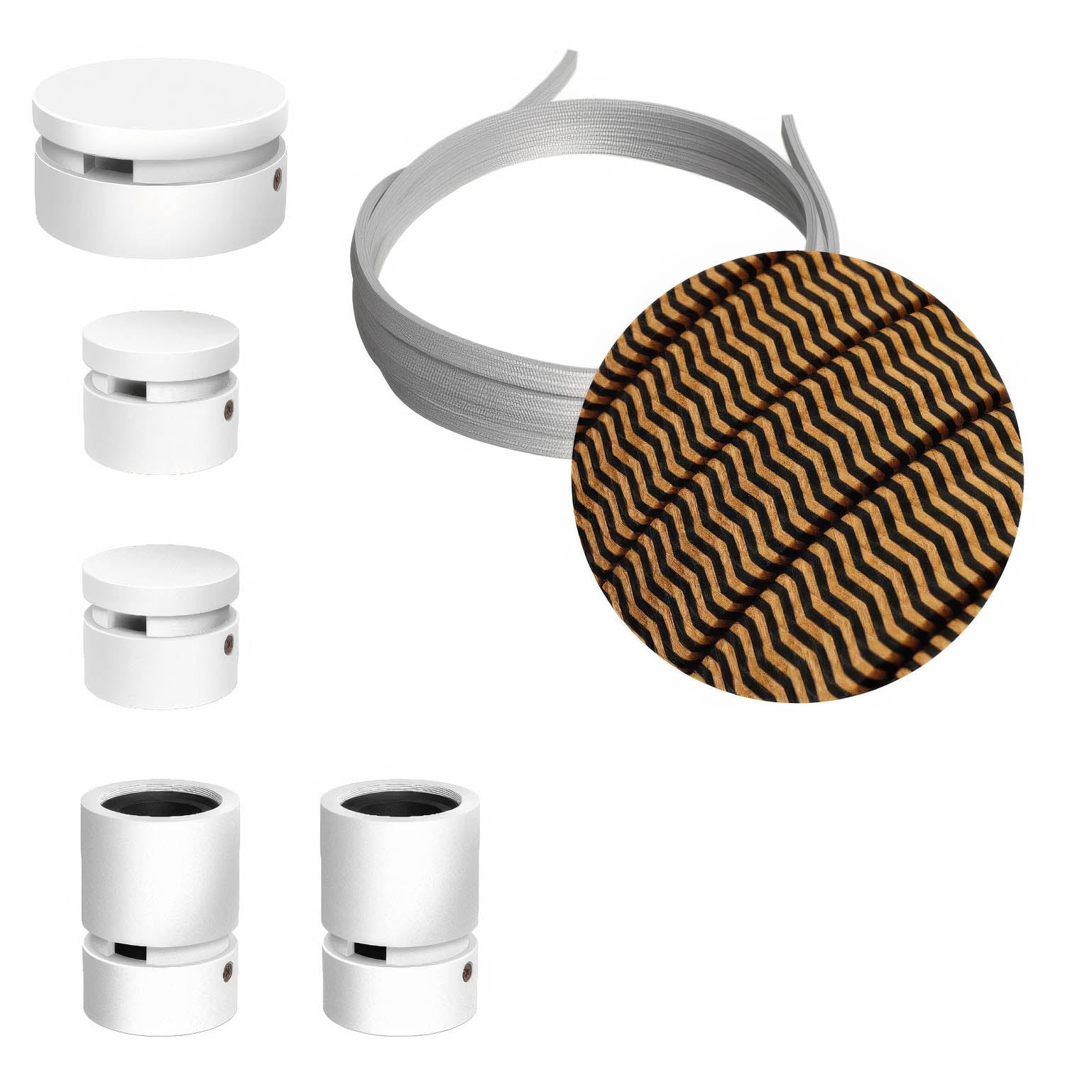 Sistema Filé Wiggle Kit - con cavo CZ22 di 3 m per catenaria e 5 componenti in legno verniciato bianco per interni