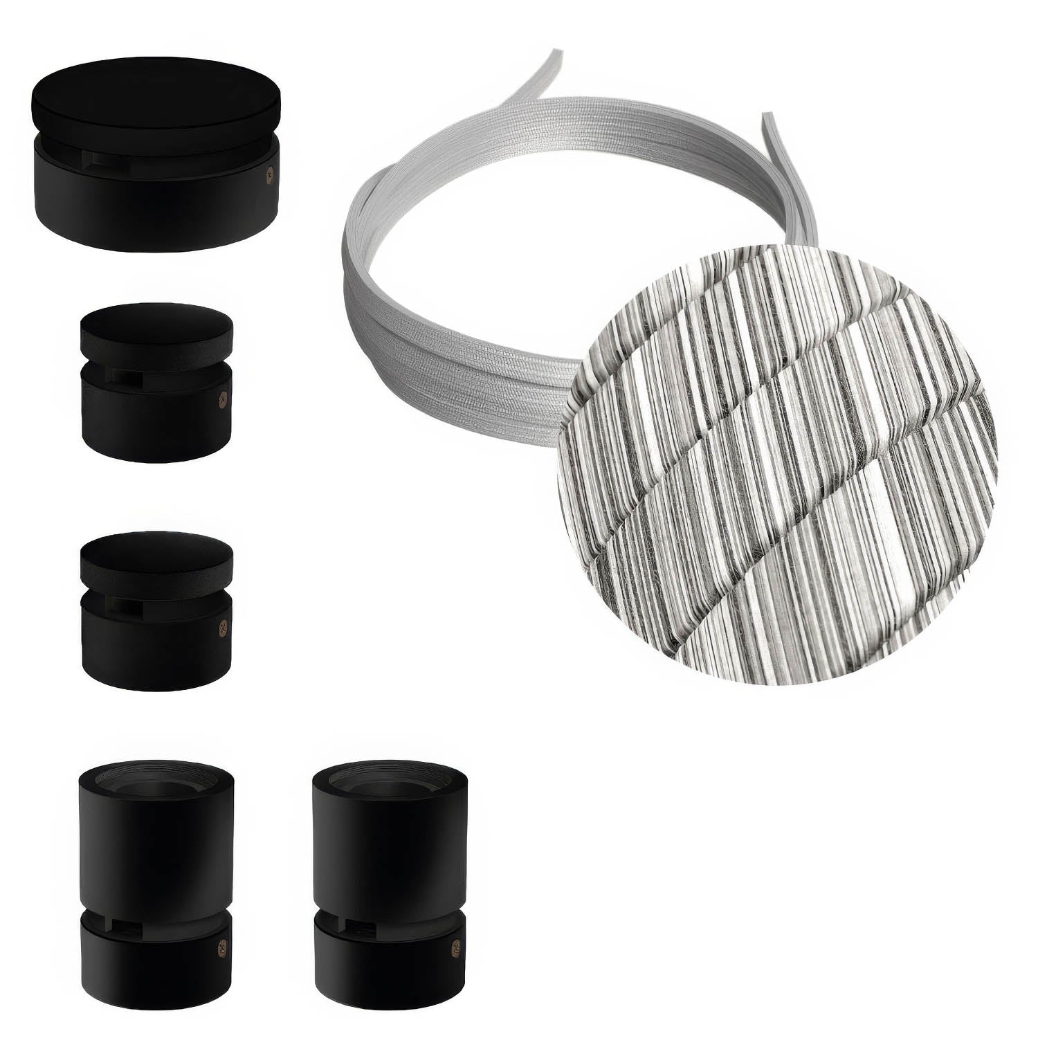 Sistema Filé Wiggle Kit - con cavo ECC37 di 3 m per catenaria e 5 componenti in legno verniciato nero per interni