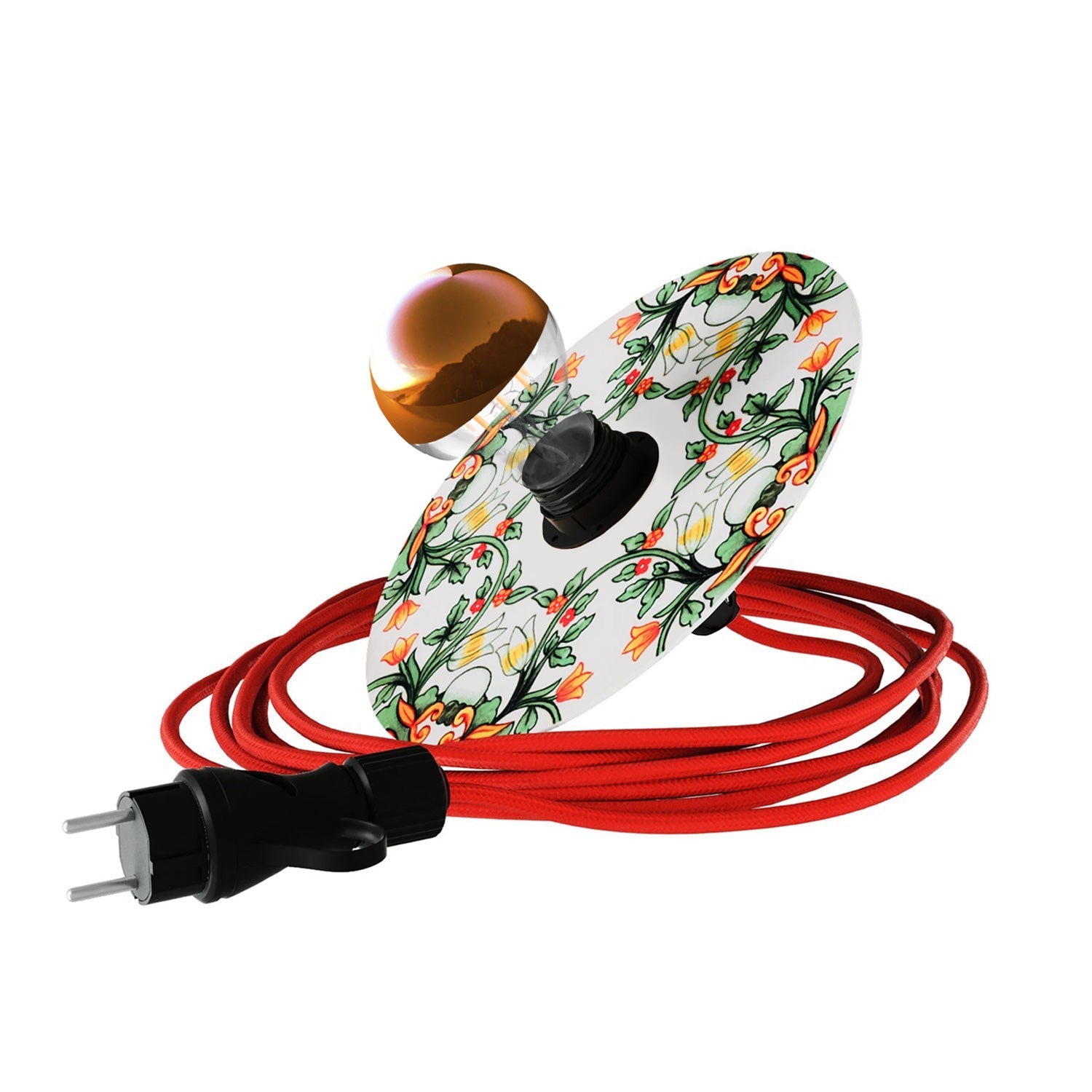 Snake Eiva con paralume mini Piatto Ellepì 'Maioliche' Rosso e Verde, lampada portatile IP65 per esterni con spina