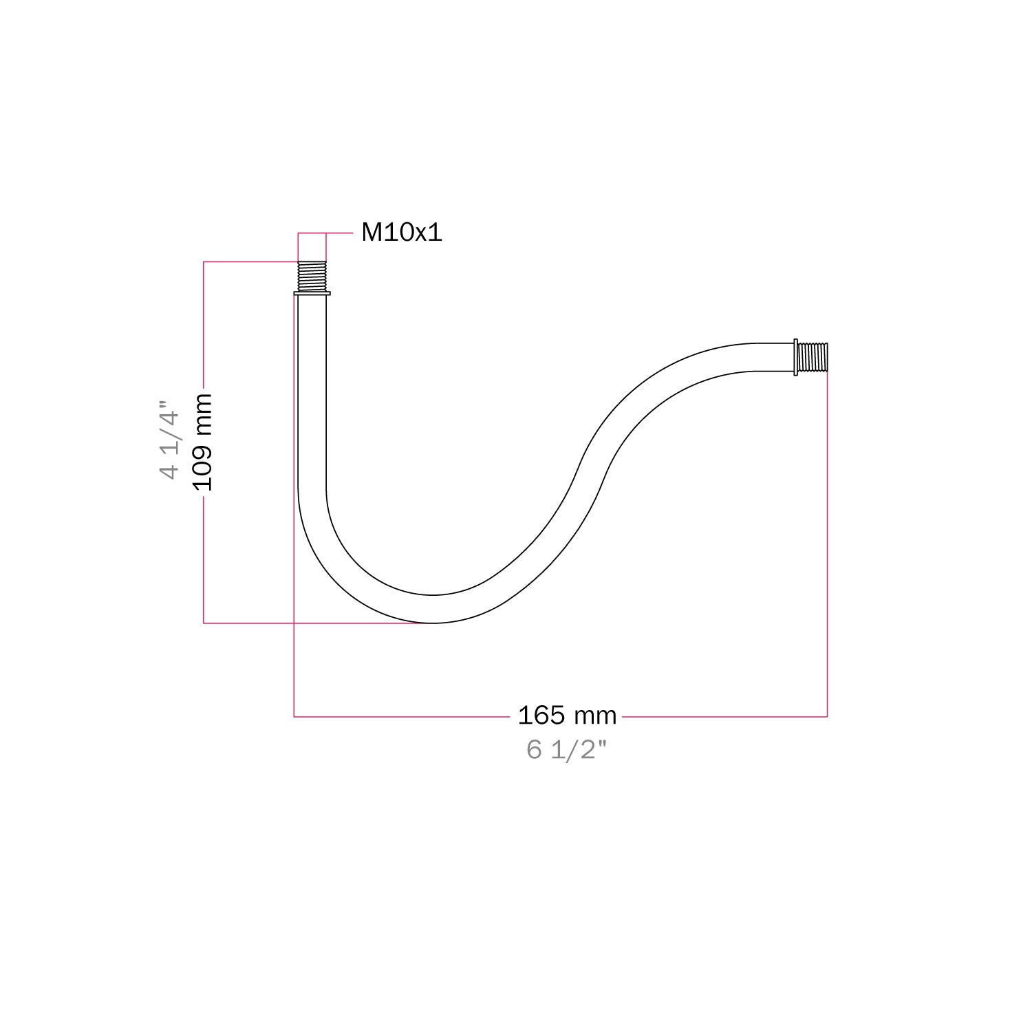 Tubo curvo di estensione a S per lampada, 16,5 cm in metallo - Bianco - Creative Cables
